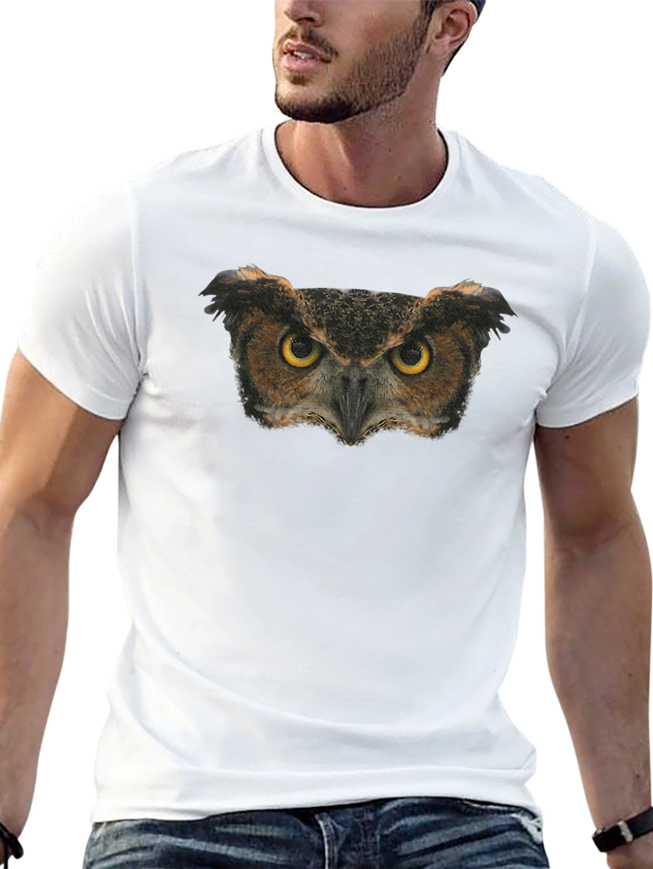 Owl Eyes Graphic Tee - Black Cotton Blend