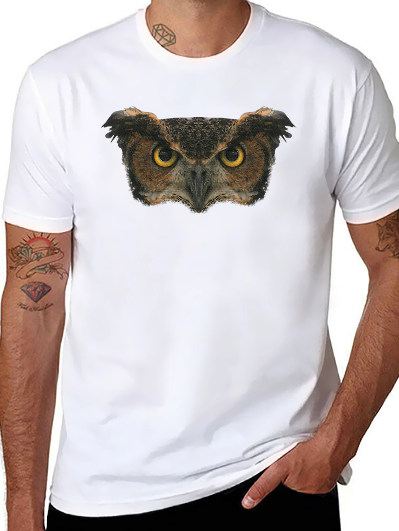 Owl Eyes Graphic Tee - Black Cotton Blend