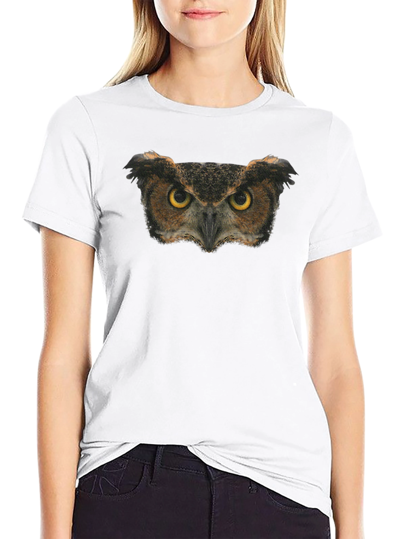 Owl Eyes Graphic Tee - Black Cotton Blend