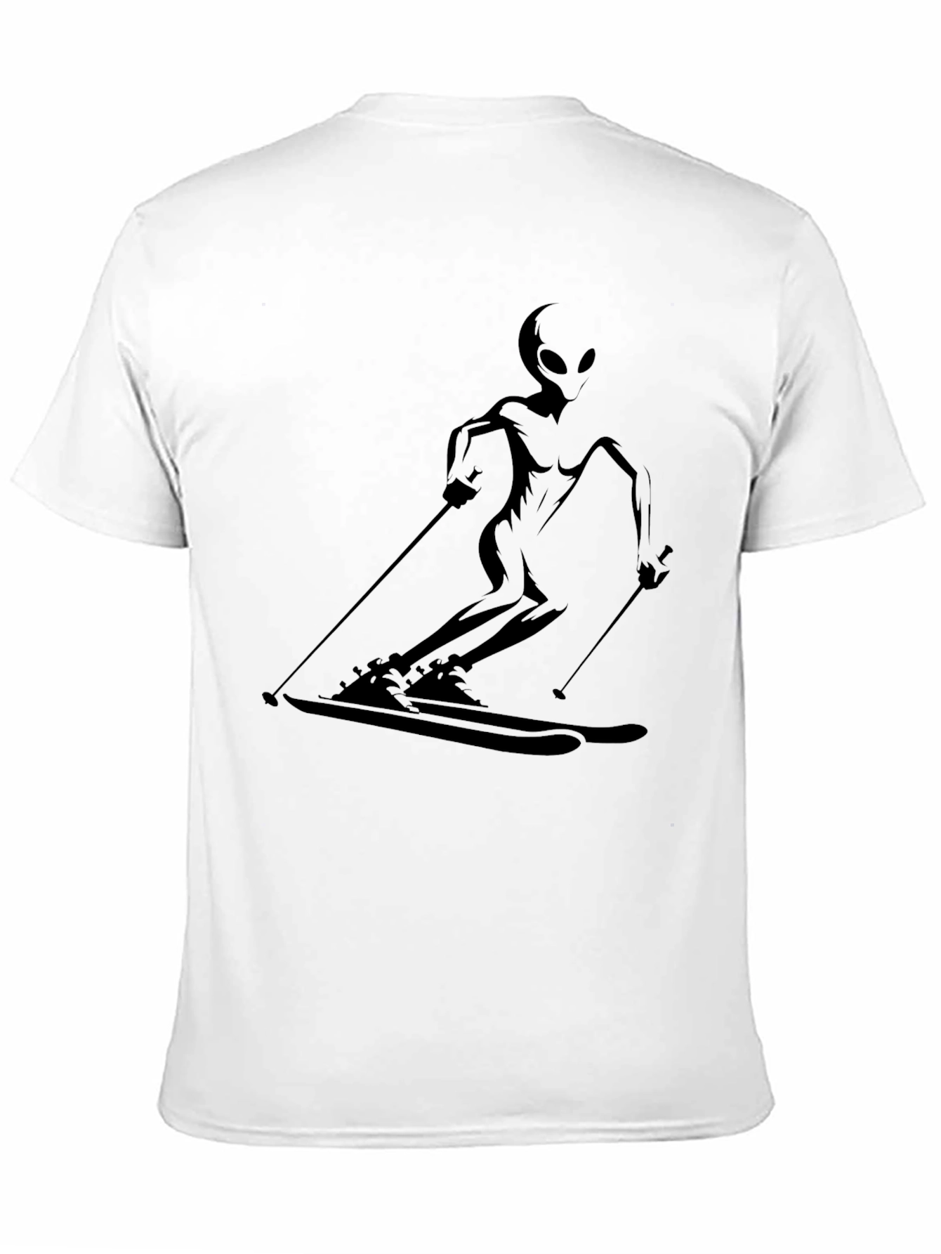 Alien Skiing Graphic T-Shirt - Black