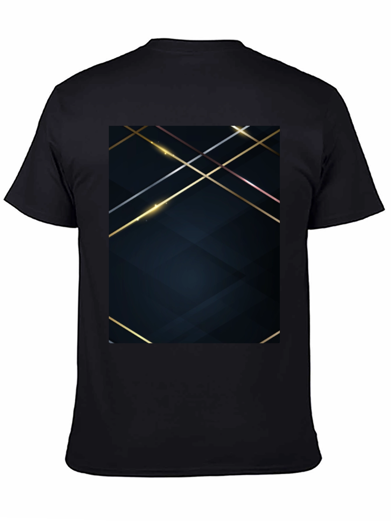 Stylish Black Tee with Geometric Gold Accent