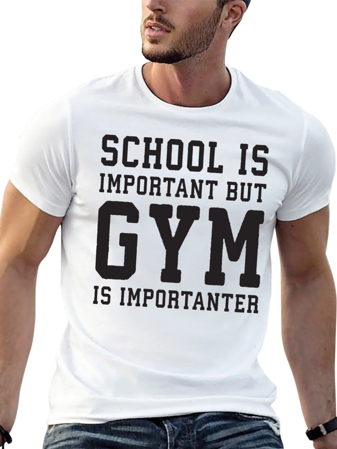 Gym is Importanter Black Graphic Tee