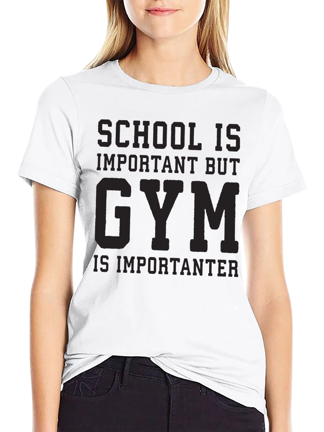 Gym is Importanter Black Graphic Tee