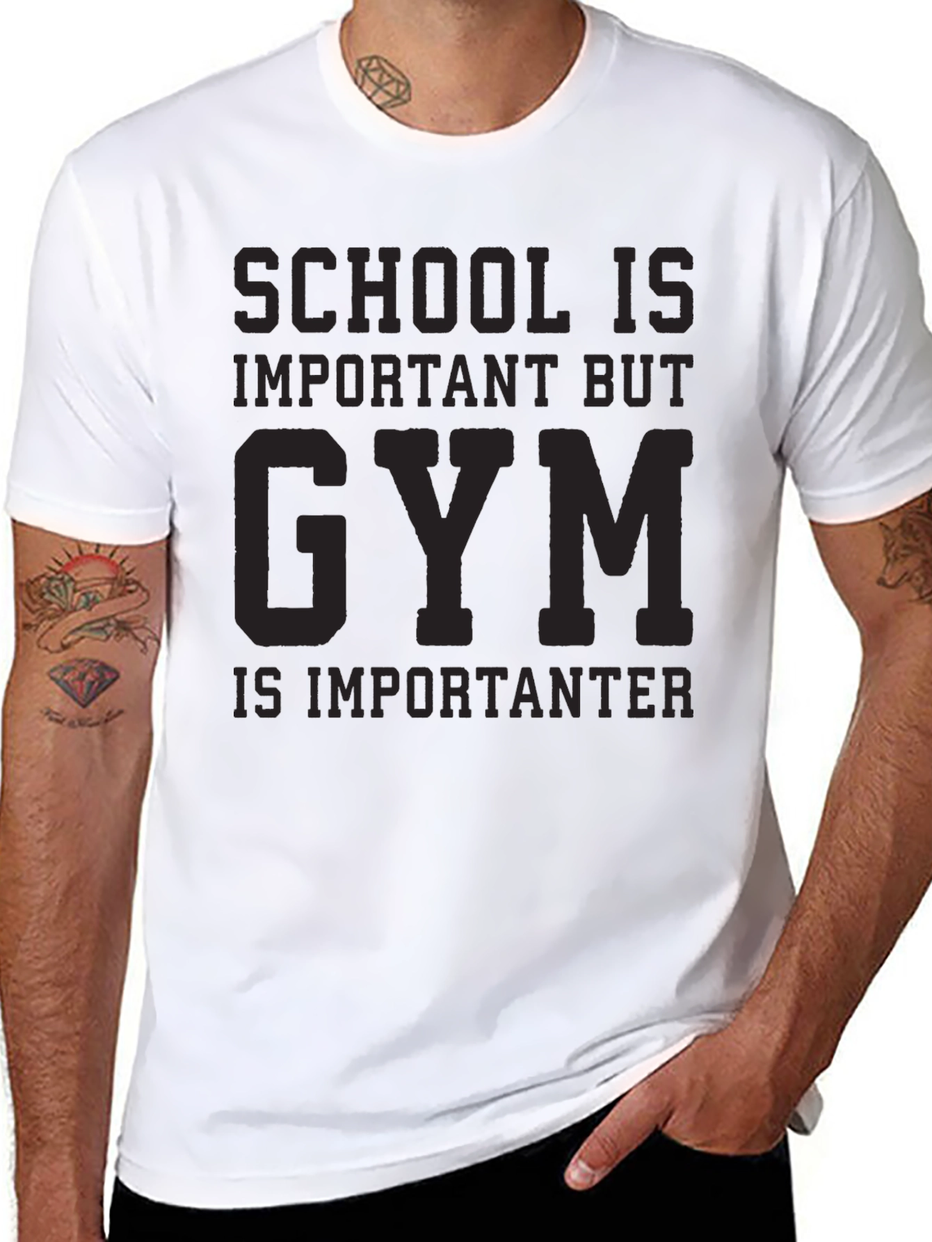 Gym is Importanter Black Graphic Tee