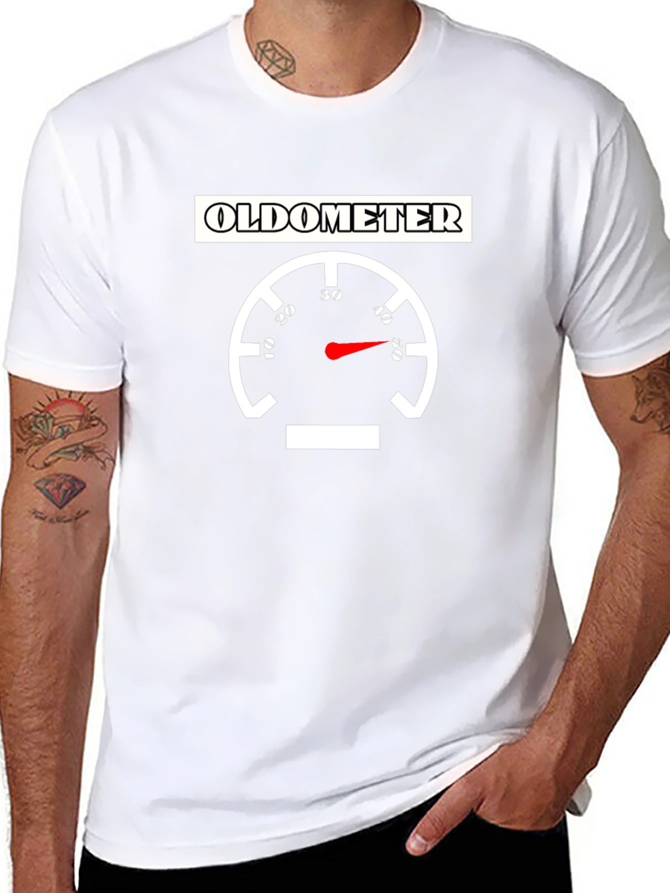 Oldometer Gauge Funny Birthday Graphic Tee - Black