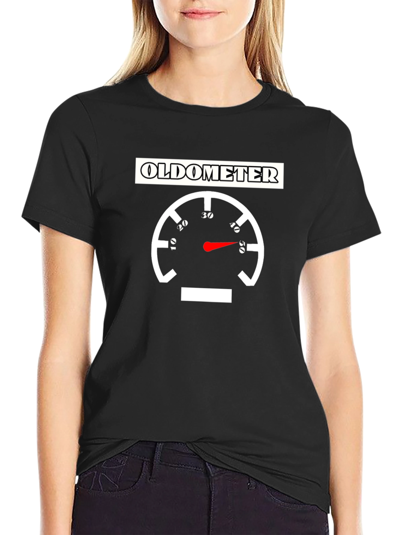 Oldometer Gauge Funny Birthday Graphic Tee - Black