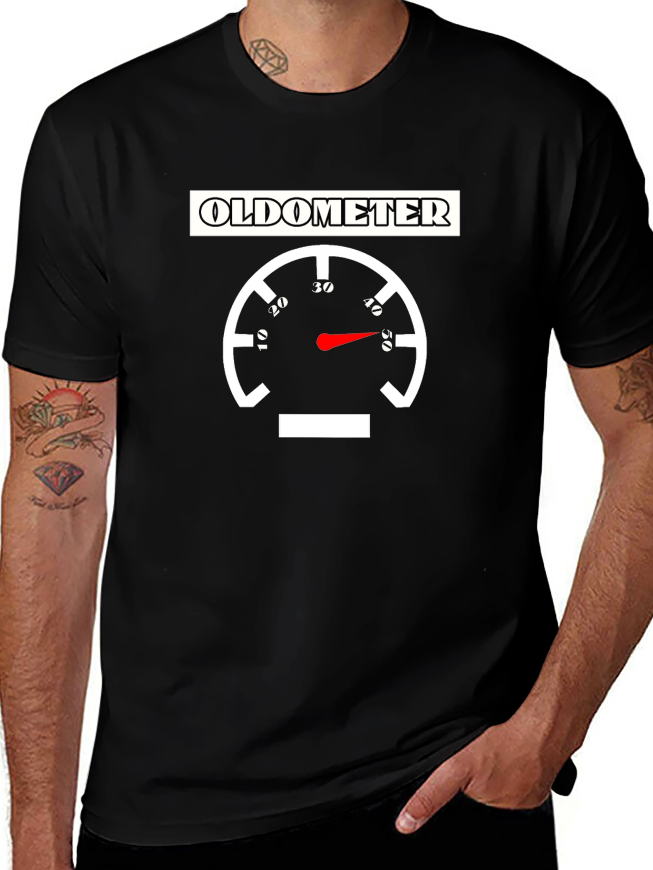 Oldometer Gauge Funny Birthday Graphic Tee - Black
