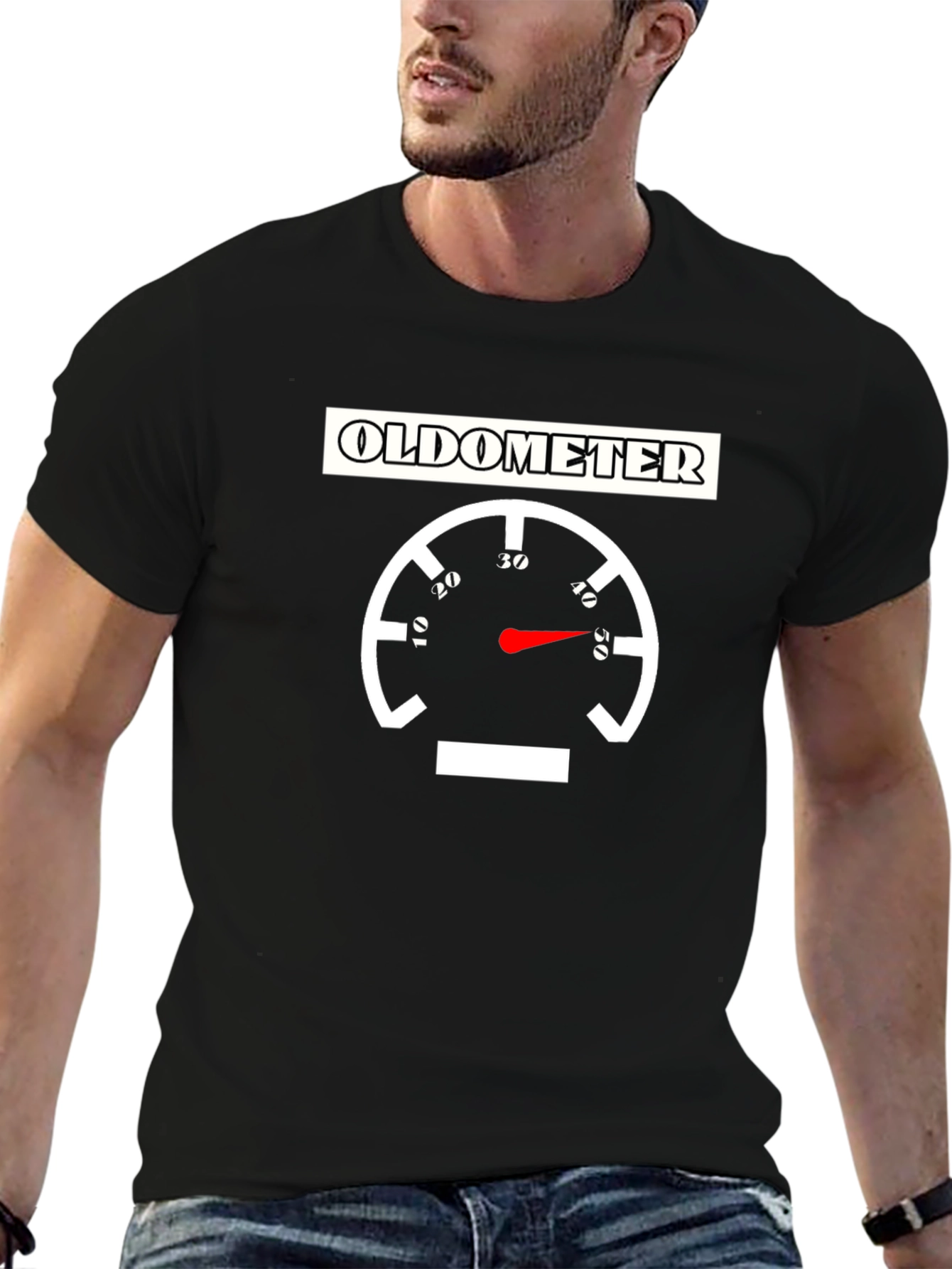 Oldometer Gauge Funny Birthday Graphic Tee - Black