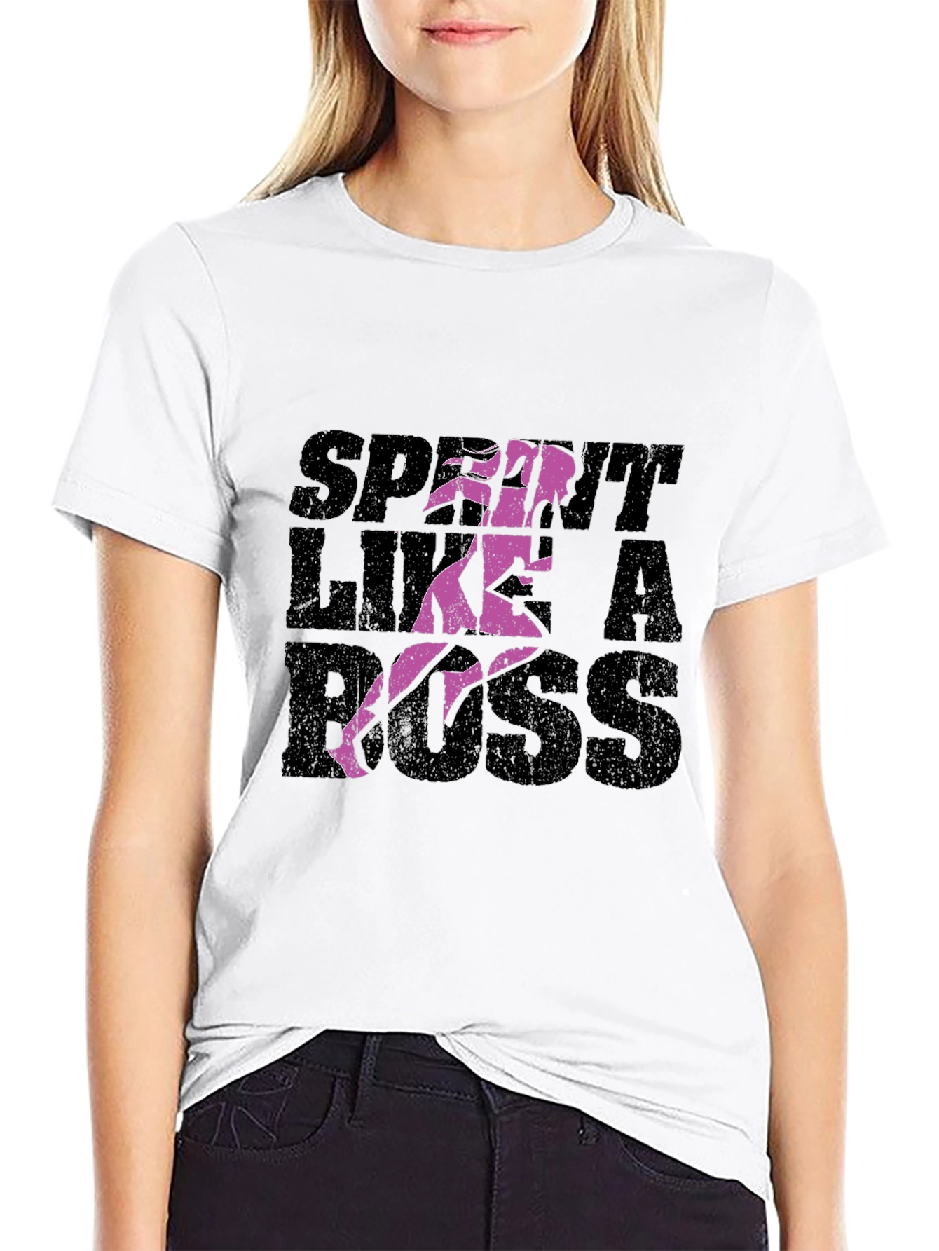 Sprint Like a Boss Graphic T-Shirt - Black