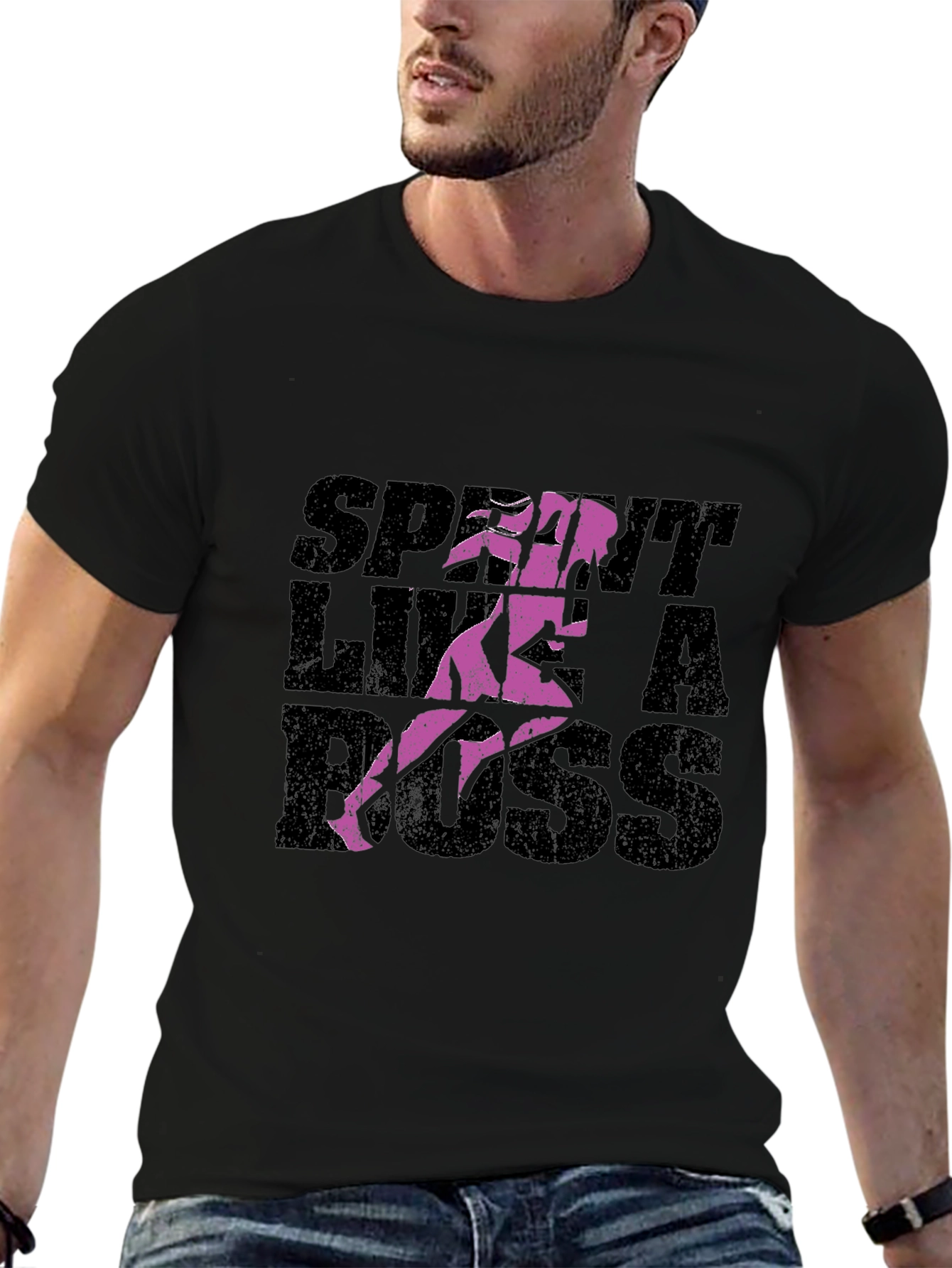 Sprint Like a Boss Graphic T-Shirt - Black