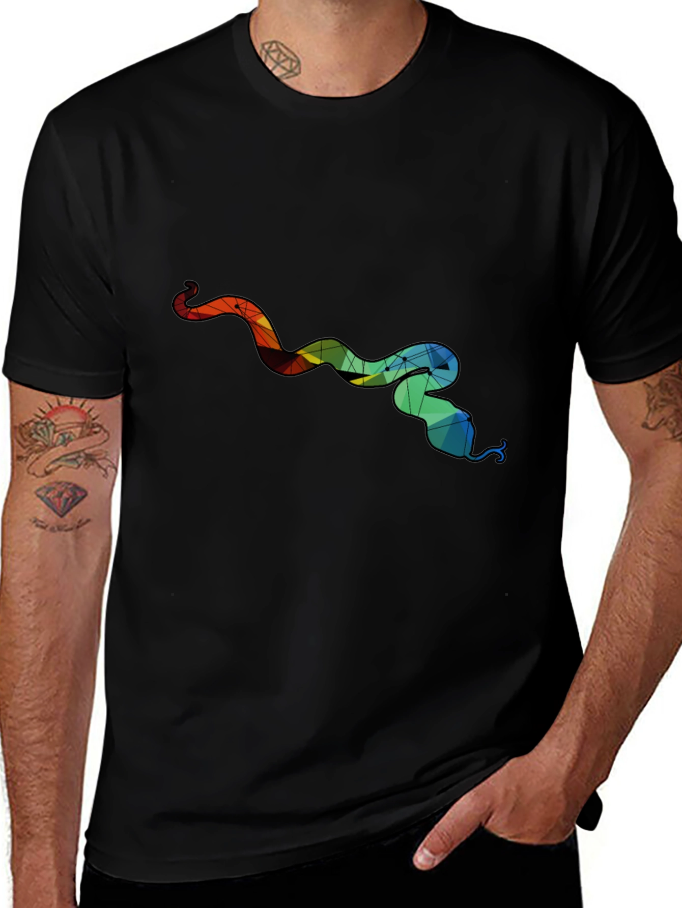 Geometric Snake Graphic Tee - Mens Black T-Shirt