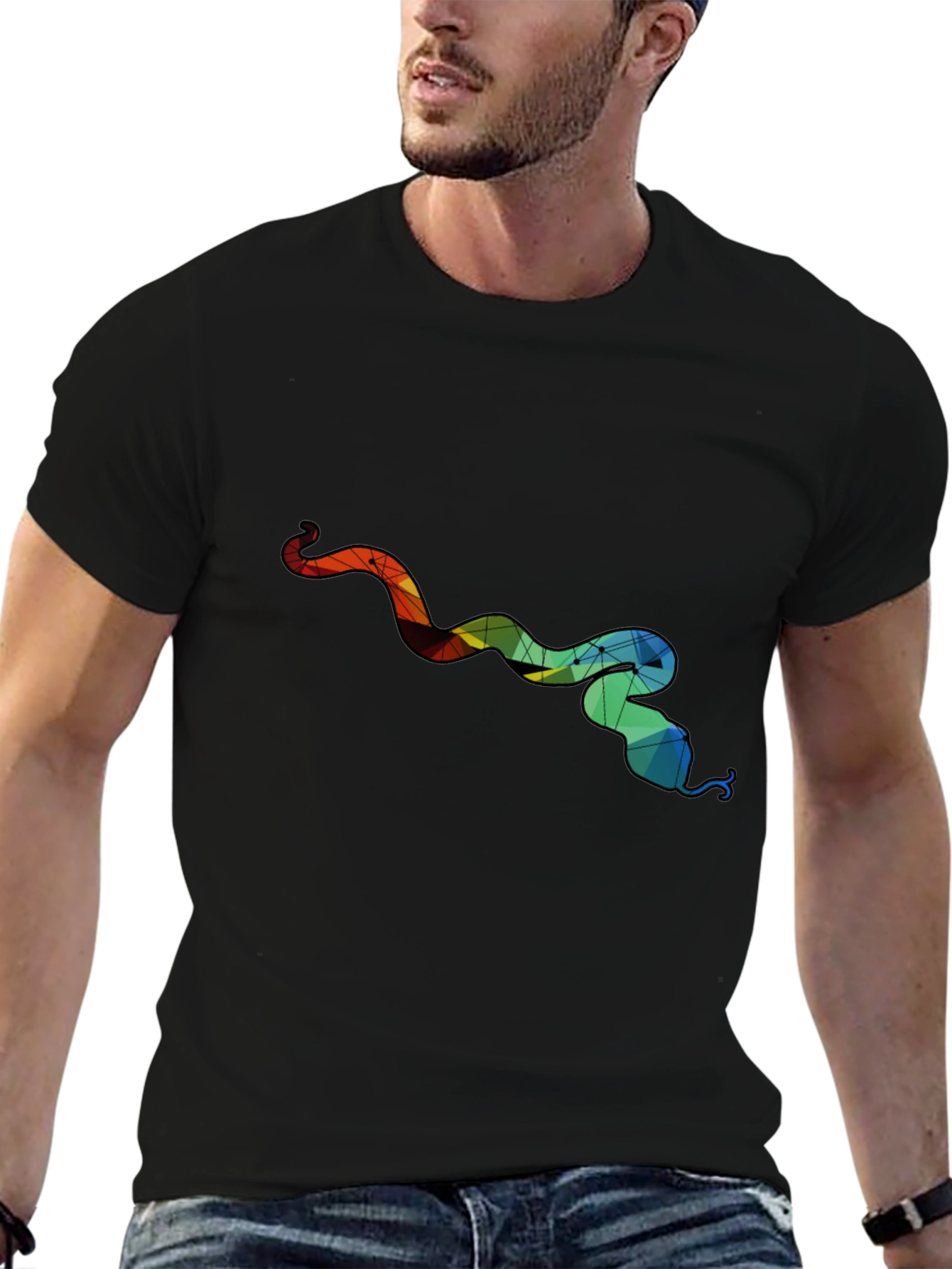Geometric Snake Graphic Tee - Mens Black T-Shirt