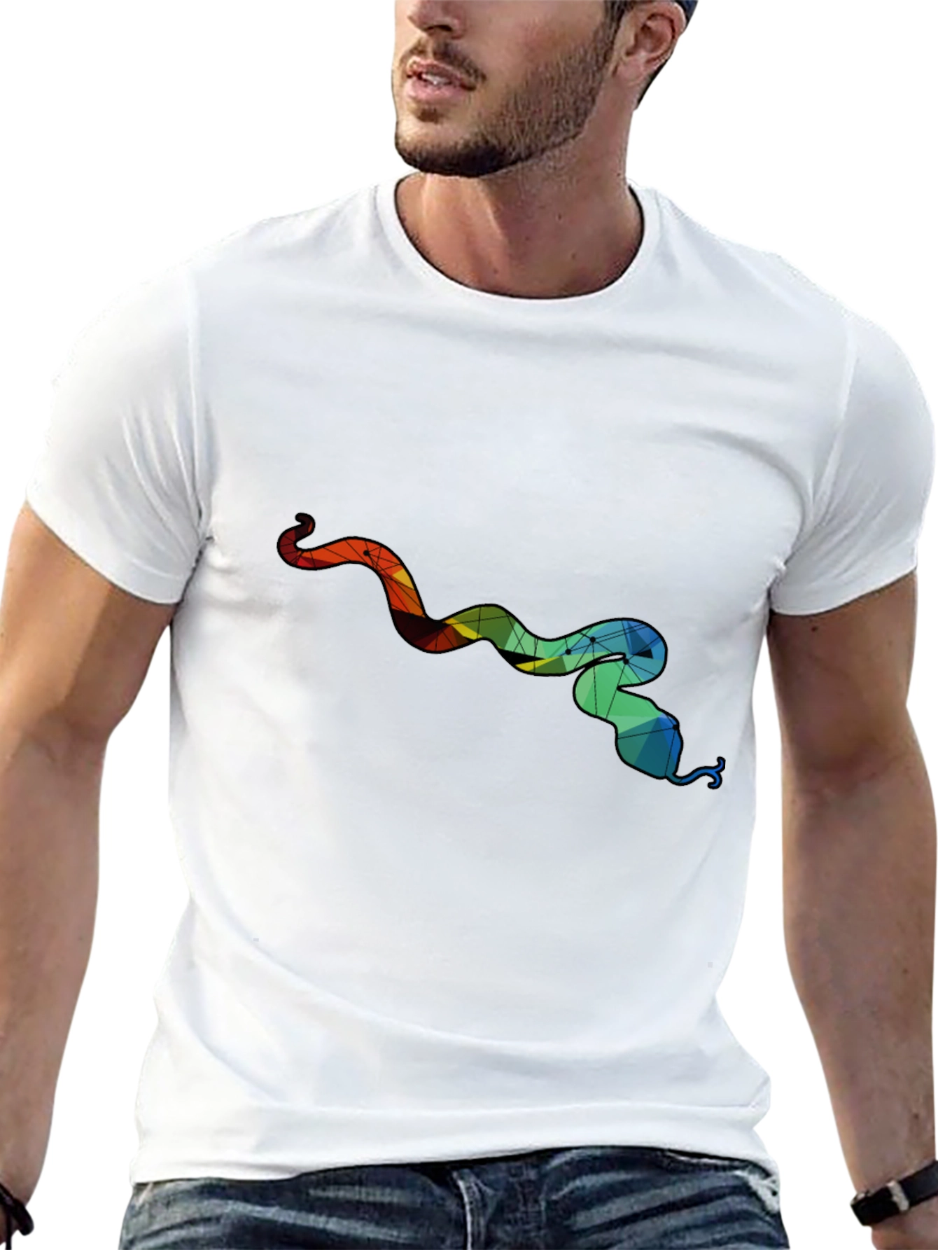 Geometric Snake Graphic Tee - Mens Black T-Shirt