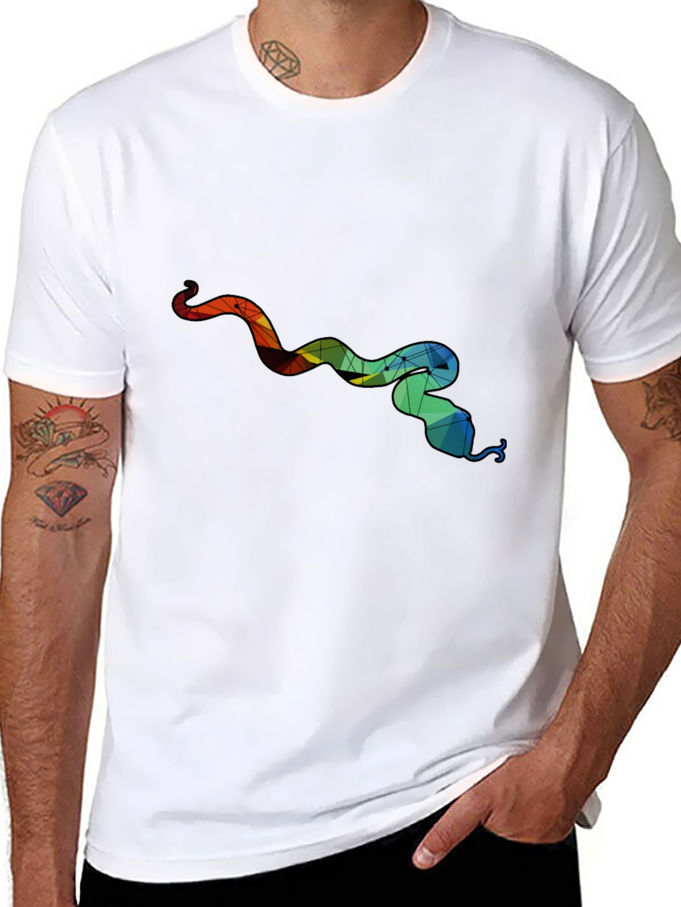 Geometric Snake Graphic Tee - Mens Black T-Shirt