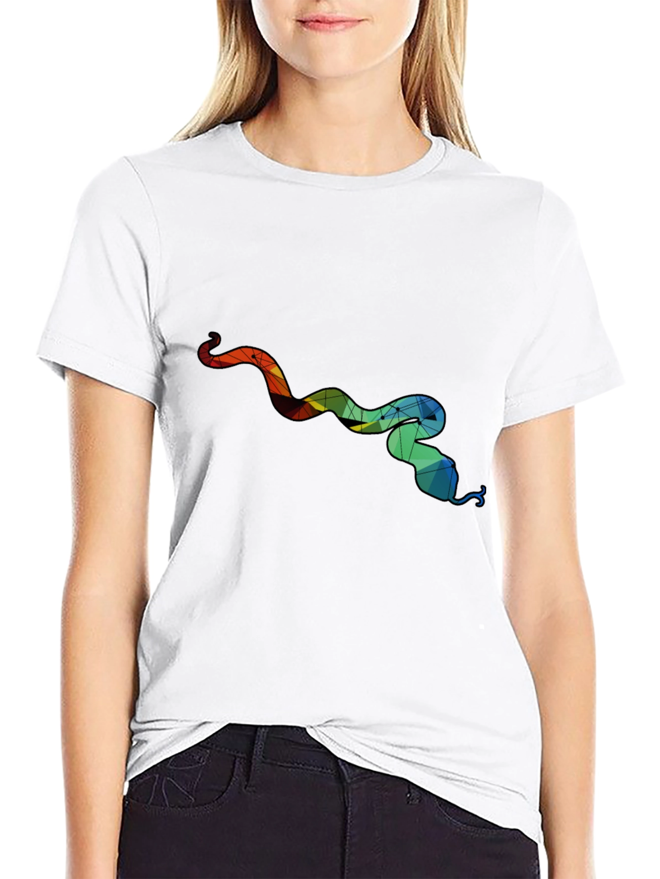 Geometric Snake Graphic Tee - Mens Black T-Shirt