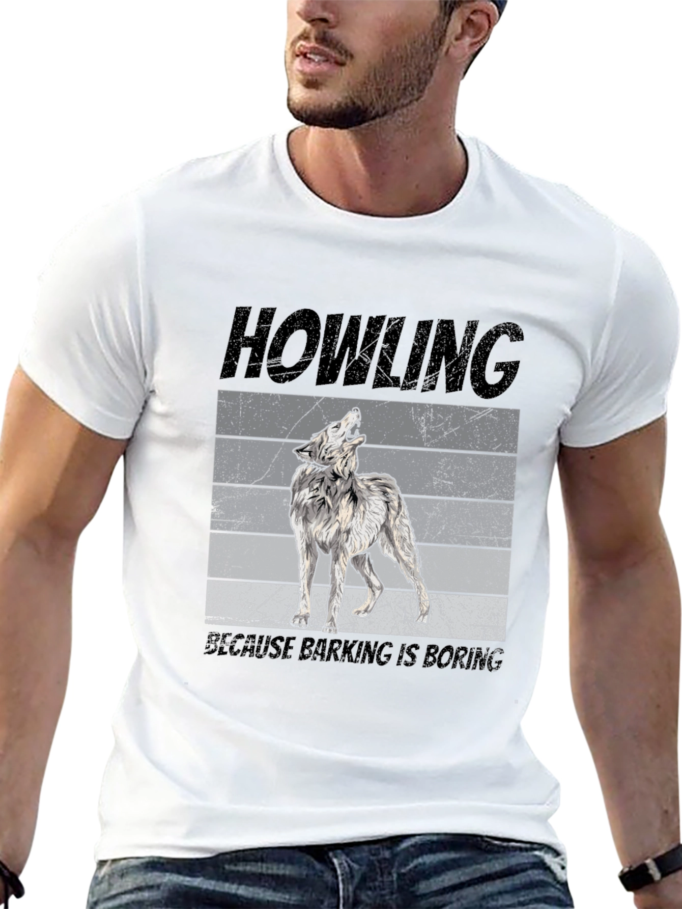 Howling Wolf Graphic Tee - Funny Animal Lover Shirt