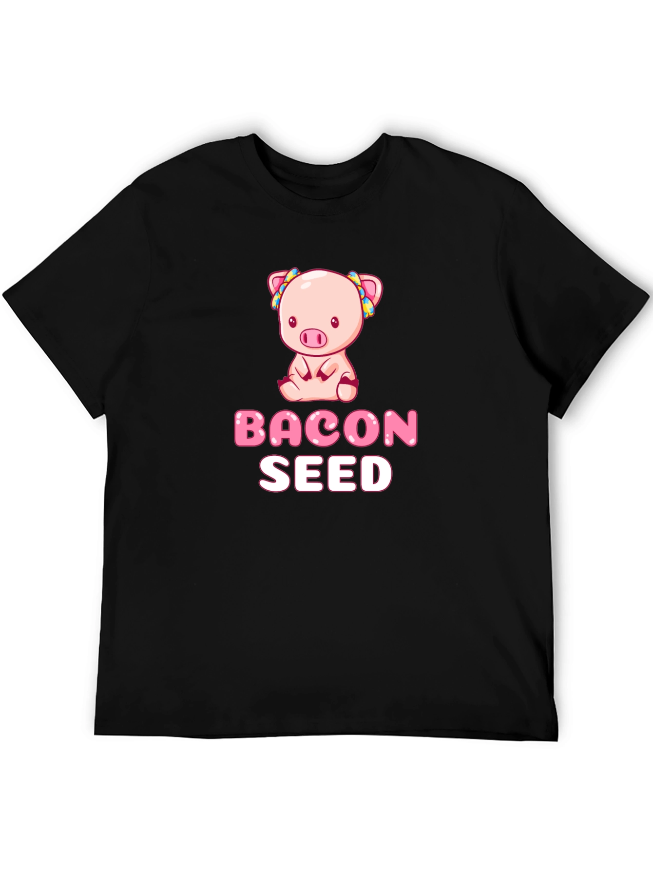 Bacon Seed Pig Graphic Black T-Shirt