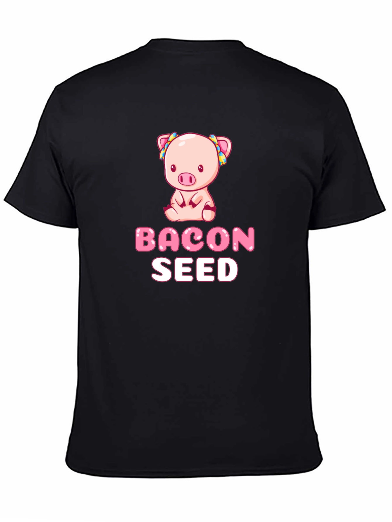 Bacon Seed Pig Graphic Black T-Shirt