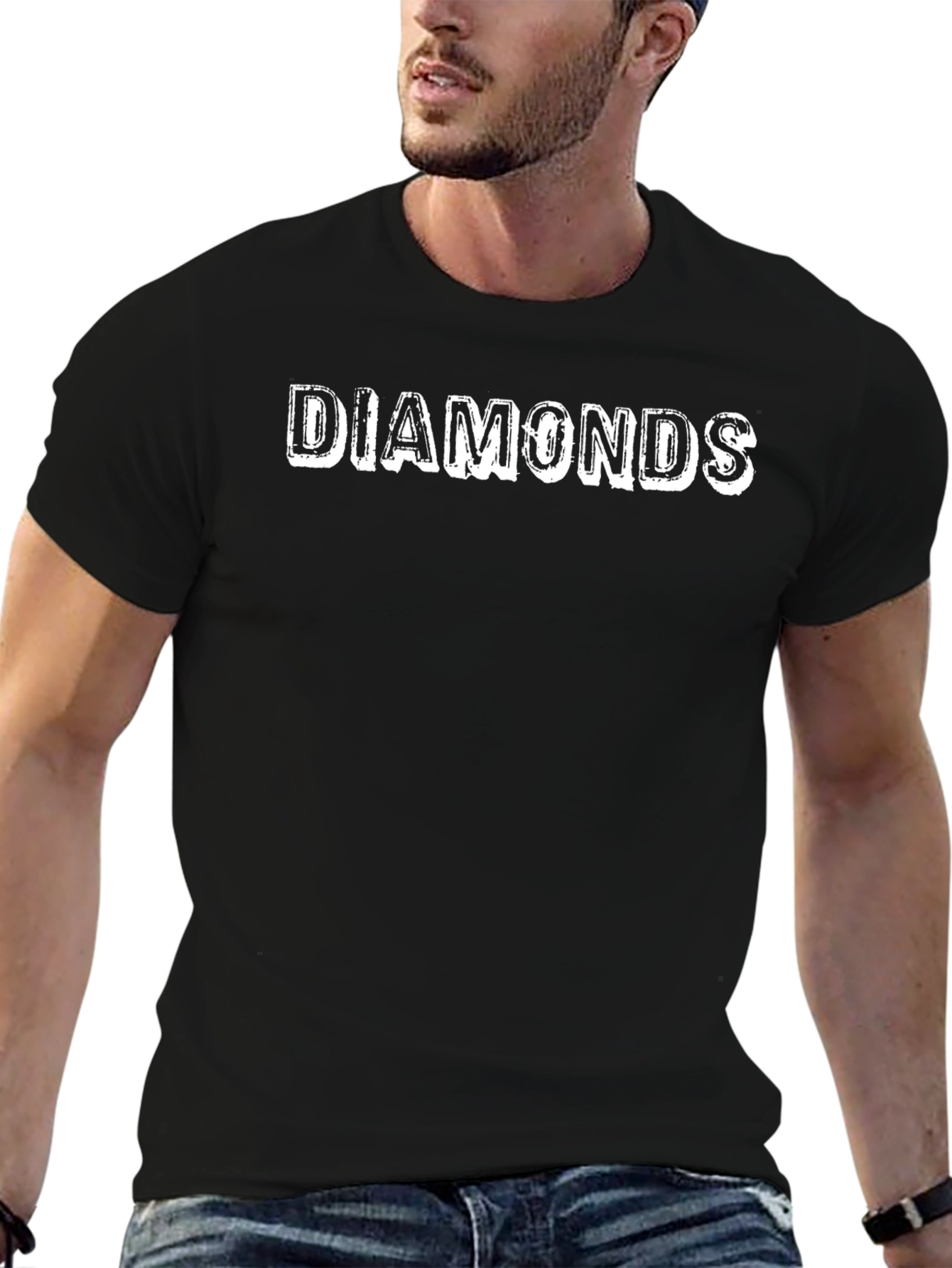 Diamonds Graphic T-Shirt - Casual Black Tee