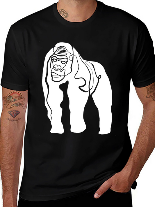 Gorilla Line Art Graphic Tee - Modern Style