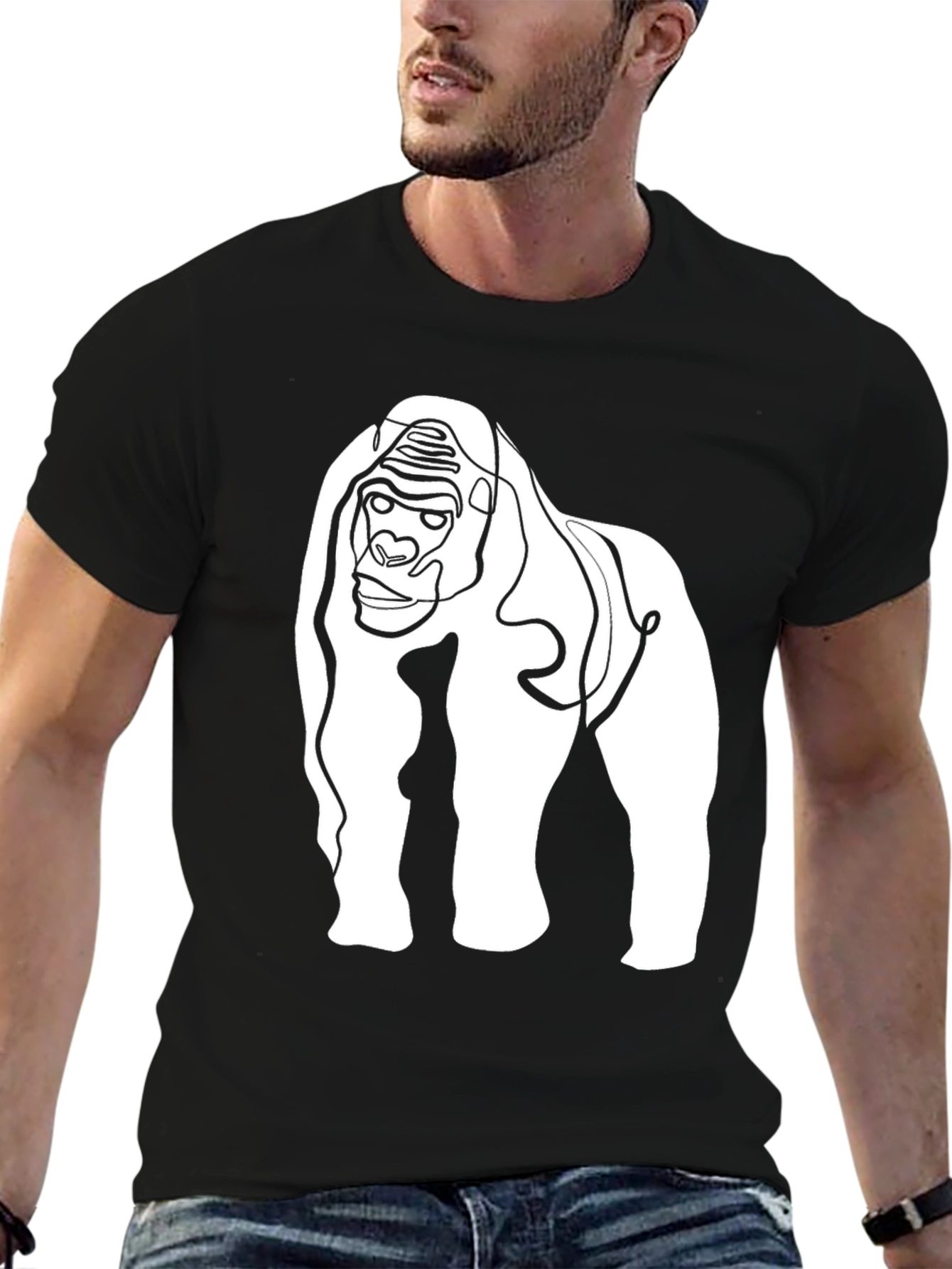 Gorilla Line Art Graphic Tee - Modern Style