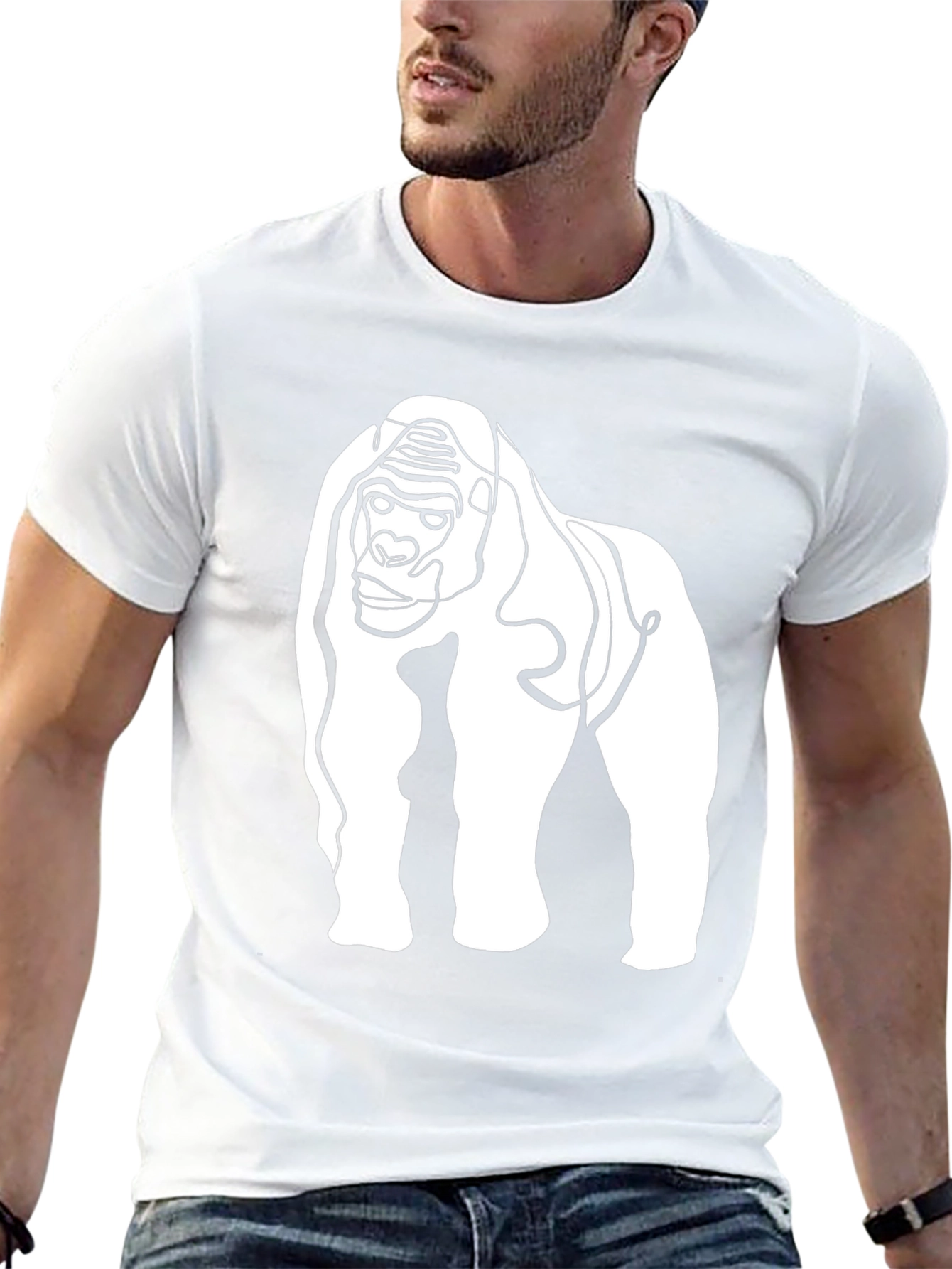 Gorilla Line Art Graphic Tee - Modern Style