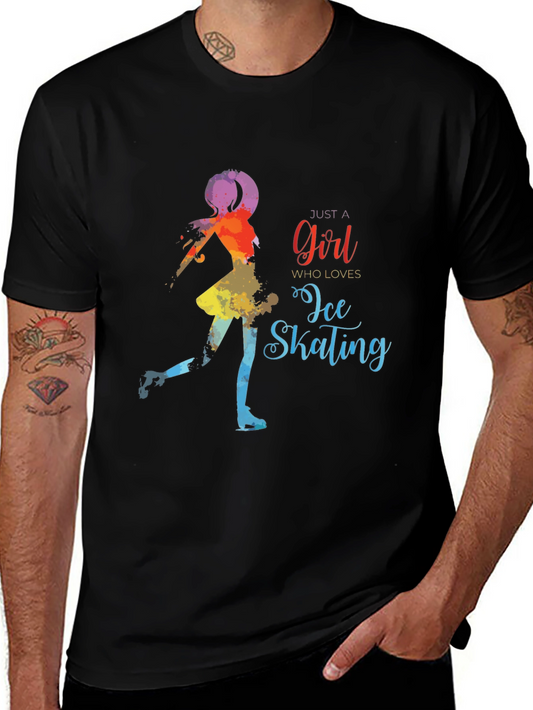 Ice Skating Girl Black T-Shirt