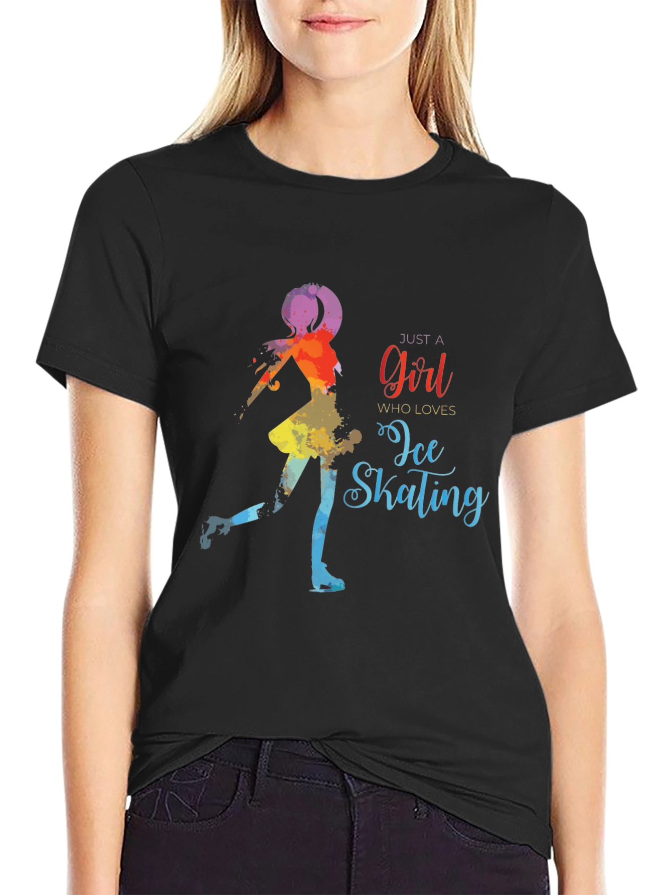 Ice Skating Girl Black T-Shirt