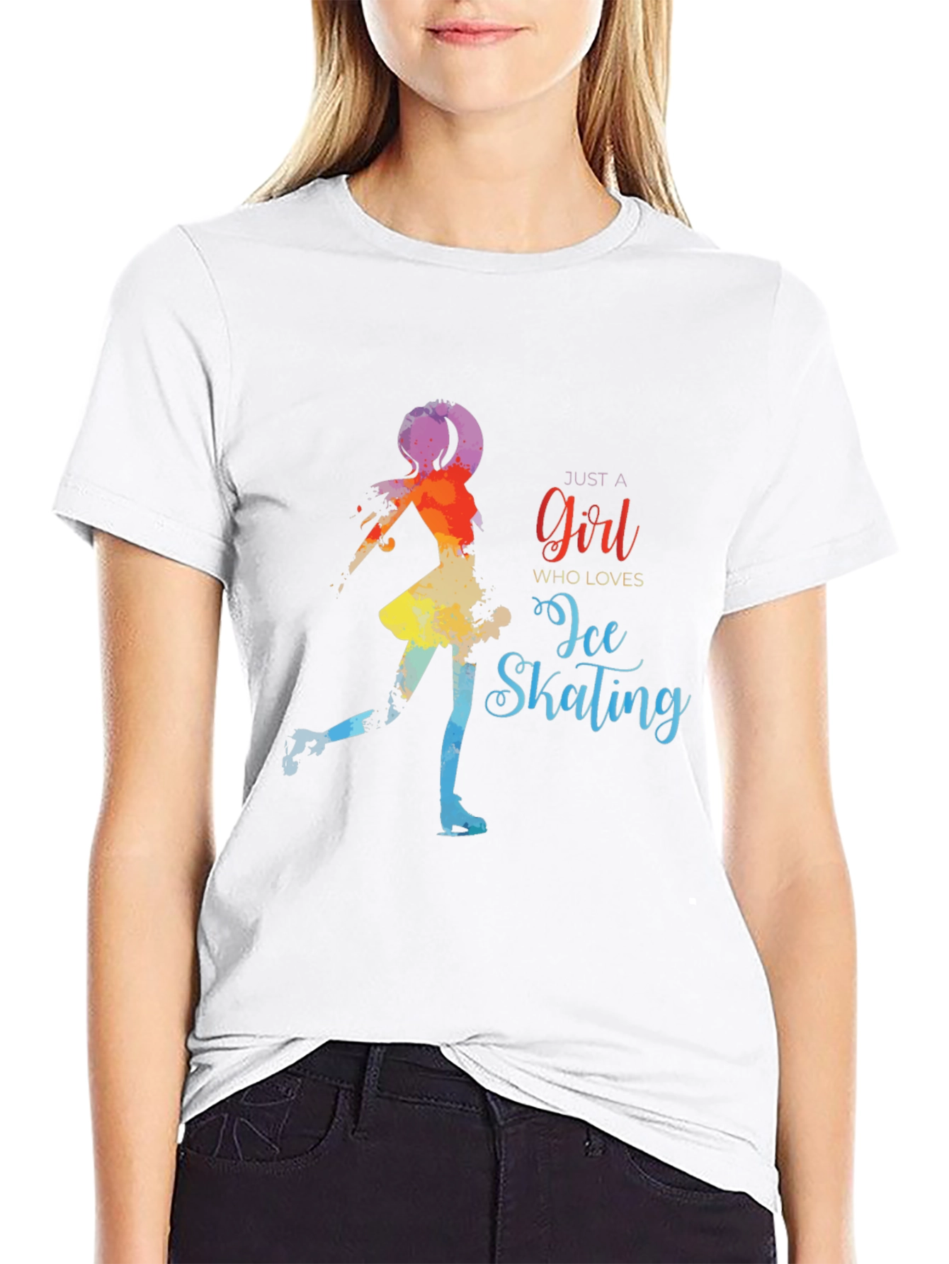 Ice Skating Girl Black T-Shirt