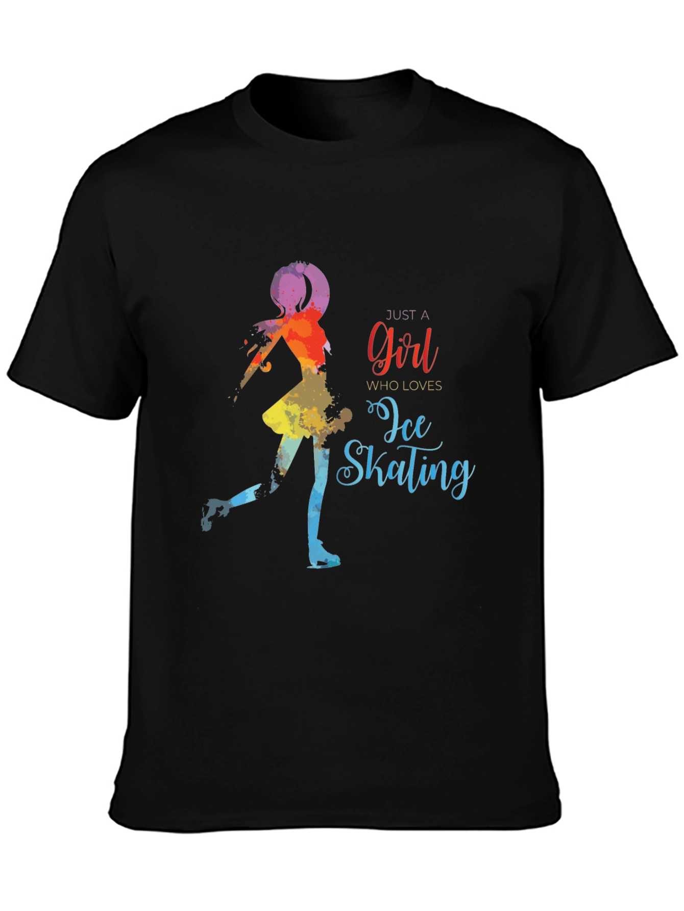 Ice Skating Girl Black T-Shirt