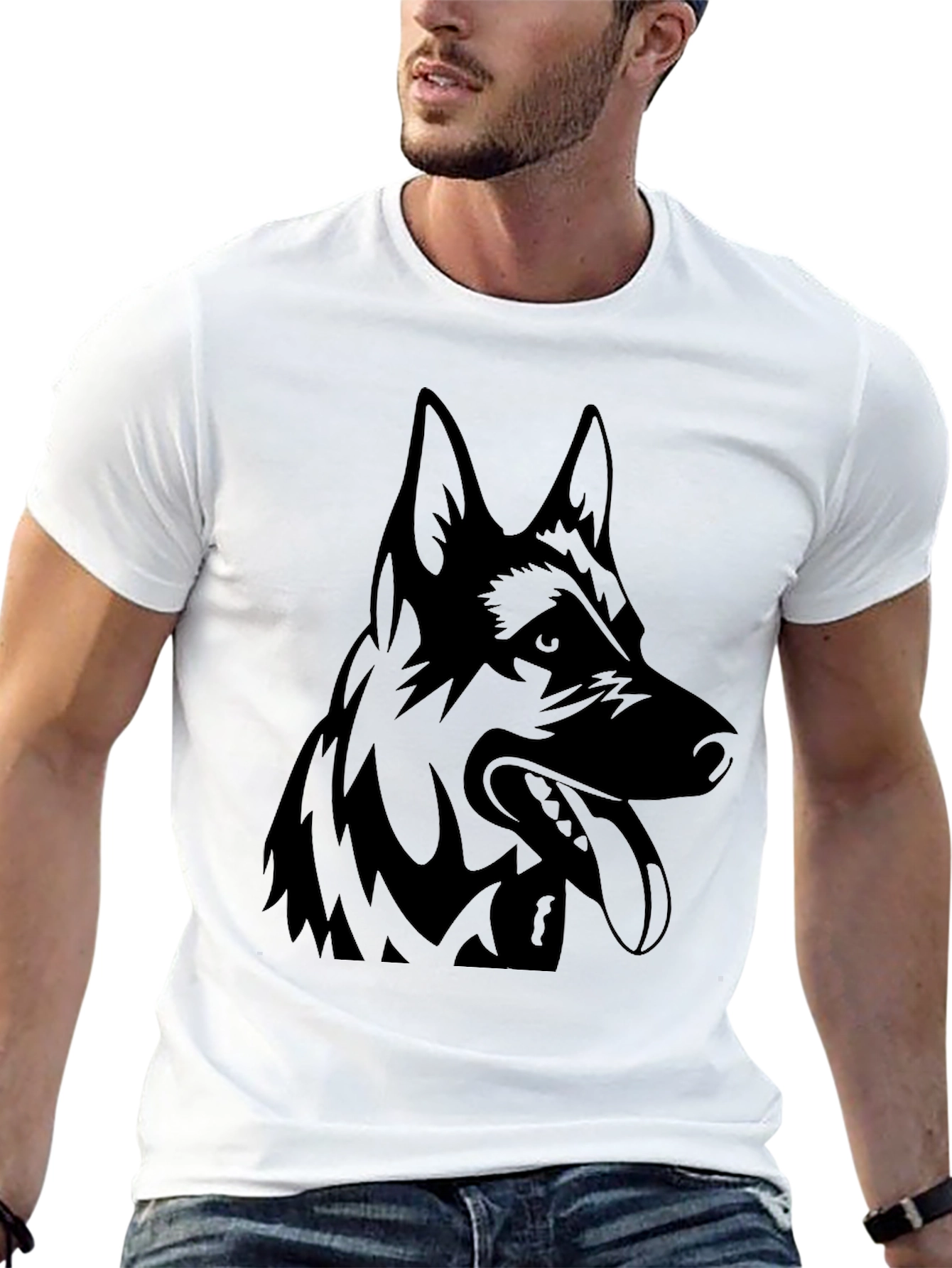 Black T-Shirt with German Shepherd Graphic