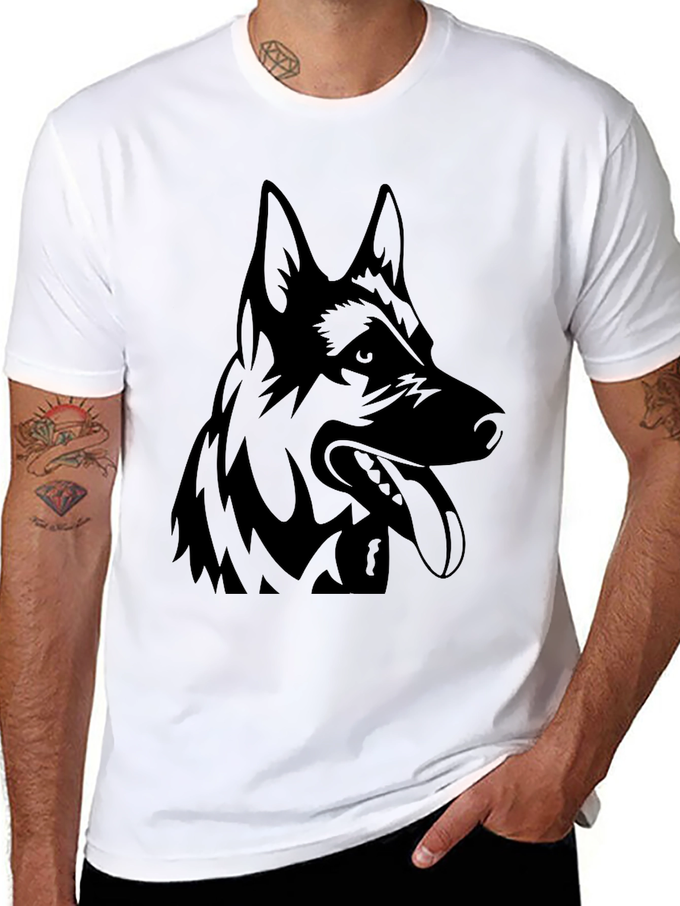 Black T-Shirt with German Shepherd Graphic