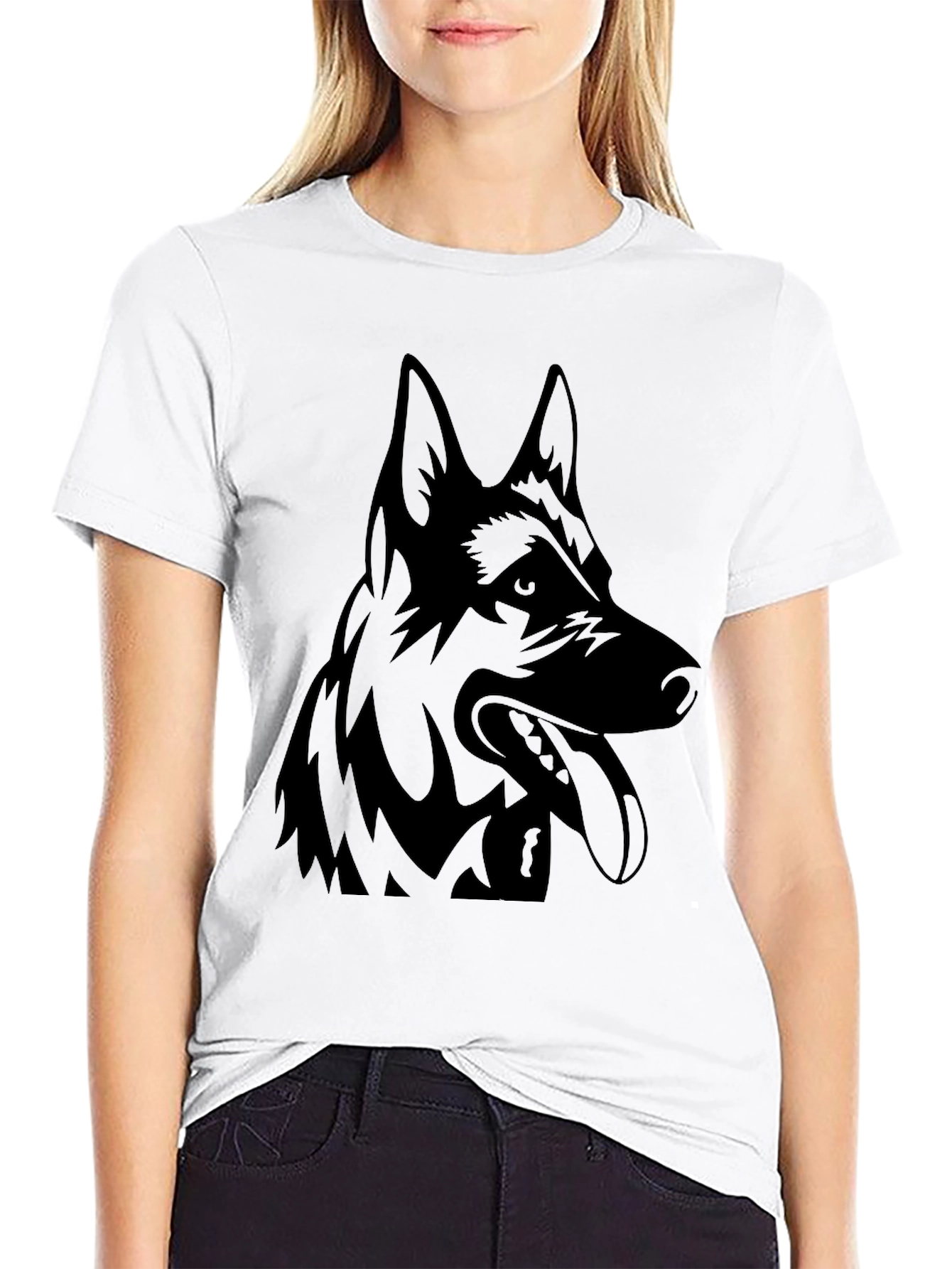 Black T-Shirt with German Shepherd Graphic