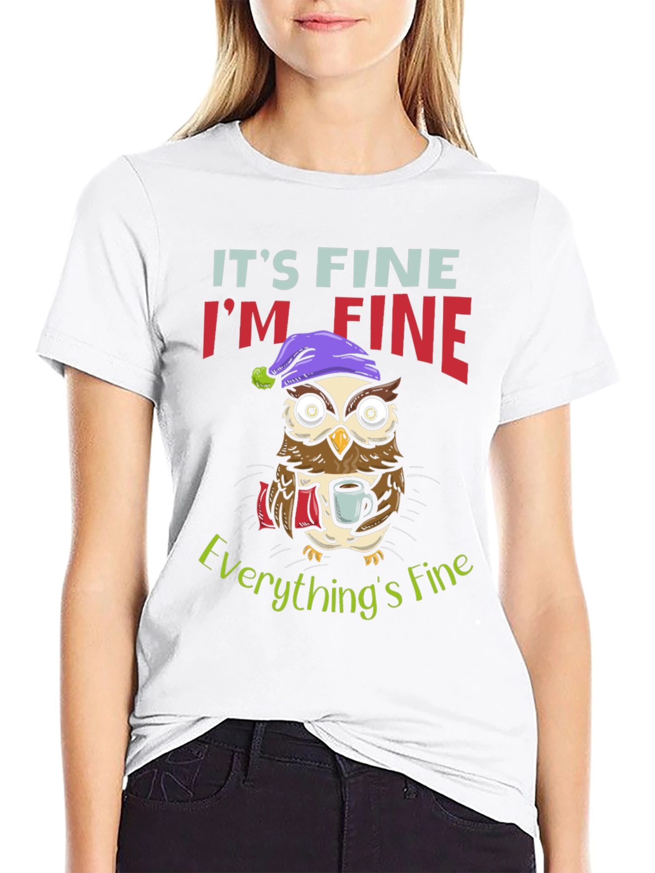 Its Fine Im Fine Owl Graphic T-Shirt