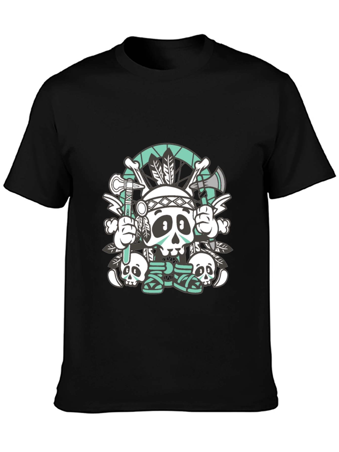 Skull Chief Graphic Tee - Black Cotton T-Shirt