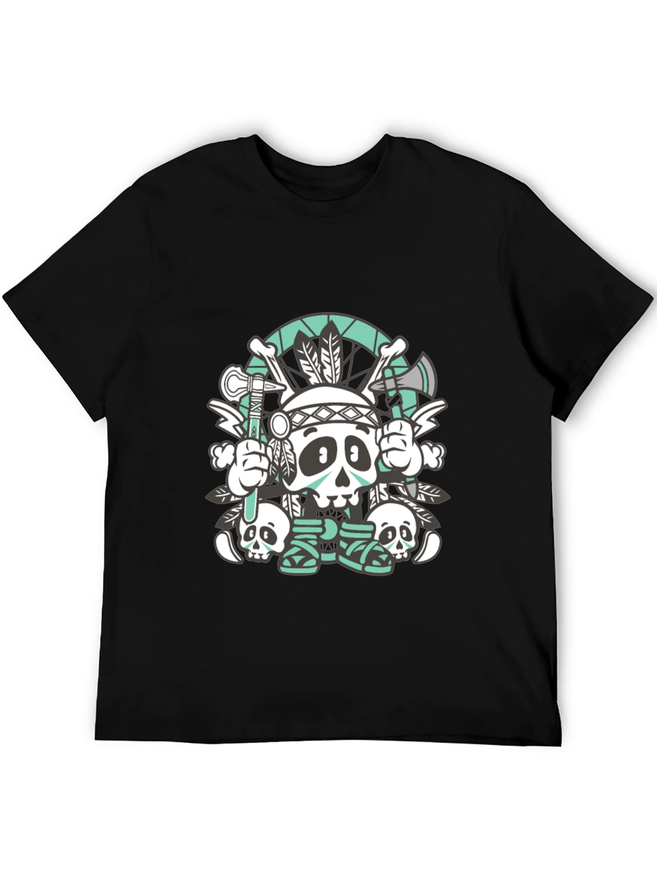 Skull Chief Graphic Tee - Black Cotton T-Shirt