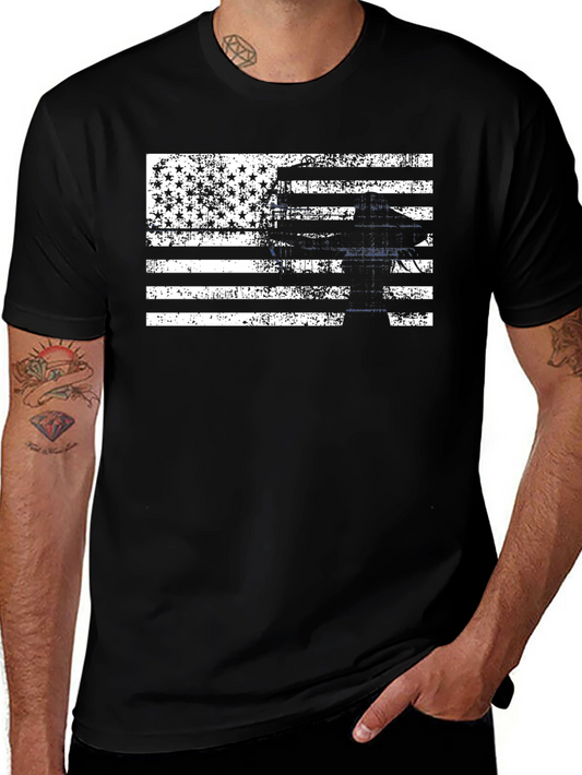 Distressed American Flag Lineman T-Shirt
