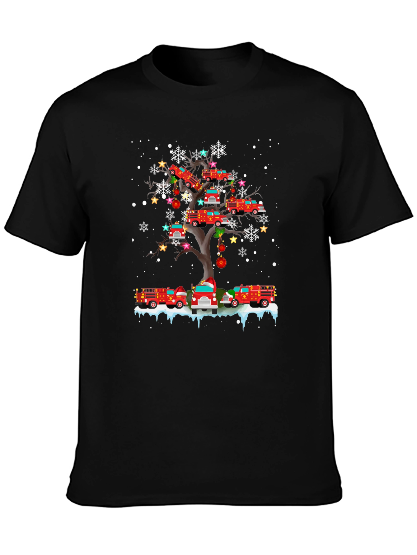 Firetruck Christmas Tree T-Shirt - Holiday Fun!