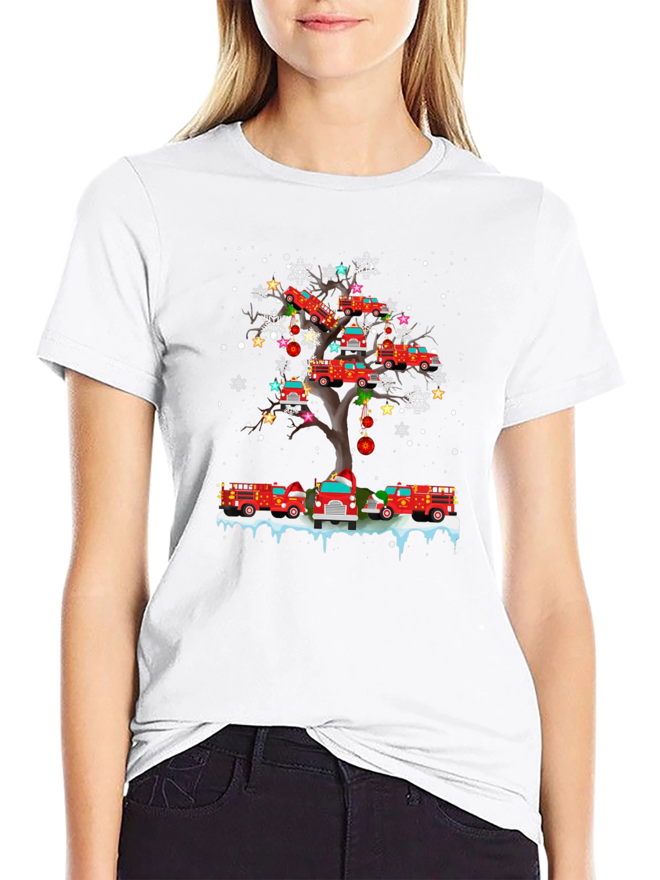 Firetruck Christmas Tree T-Shirt - Holiday Fun!