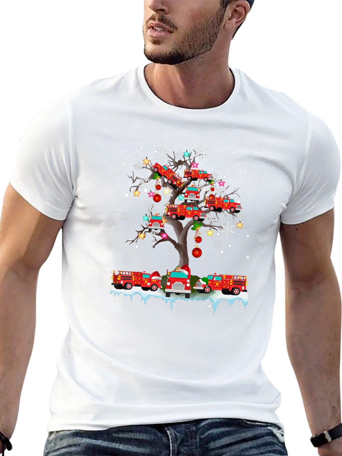 Firetruck Christmas Tree T-Shirt - Holiday Fun!
