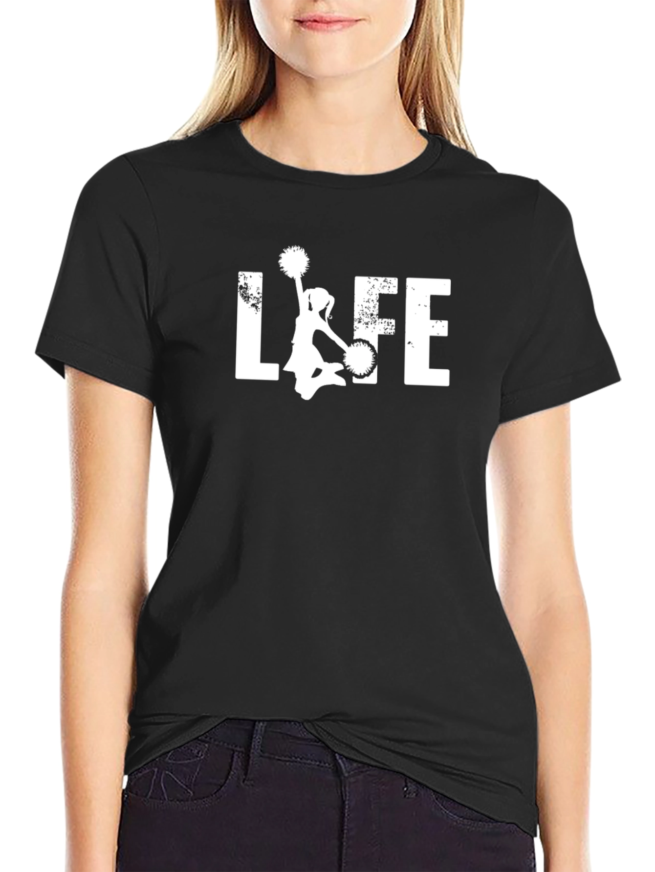 Cheerleading Life T-Shirt - Black Cotton Tee