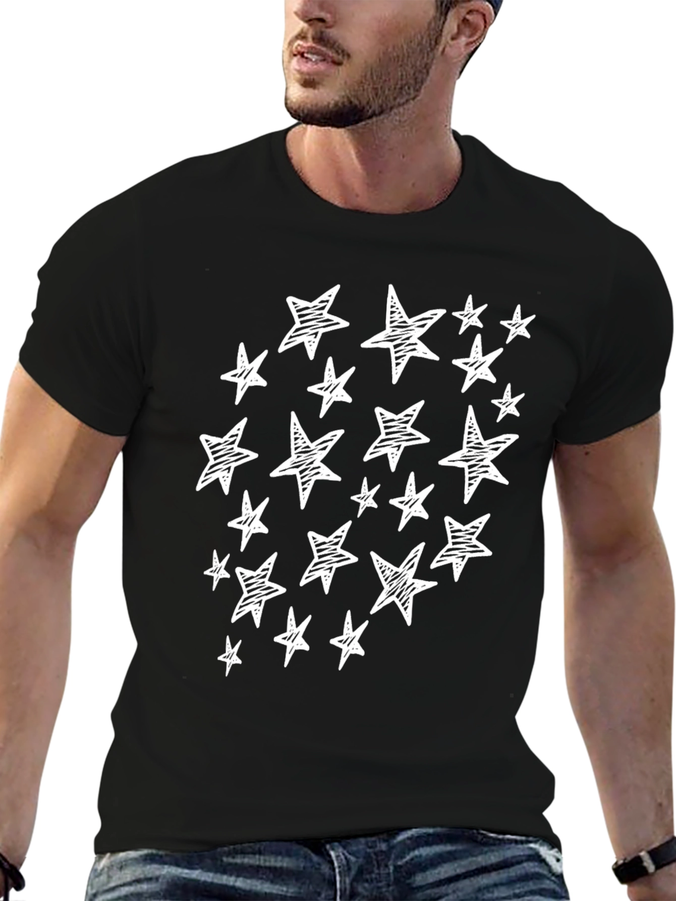 Starry Night Mens Black T-Shirt