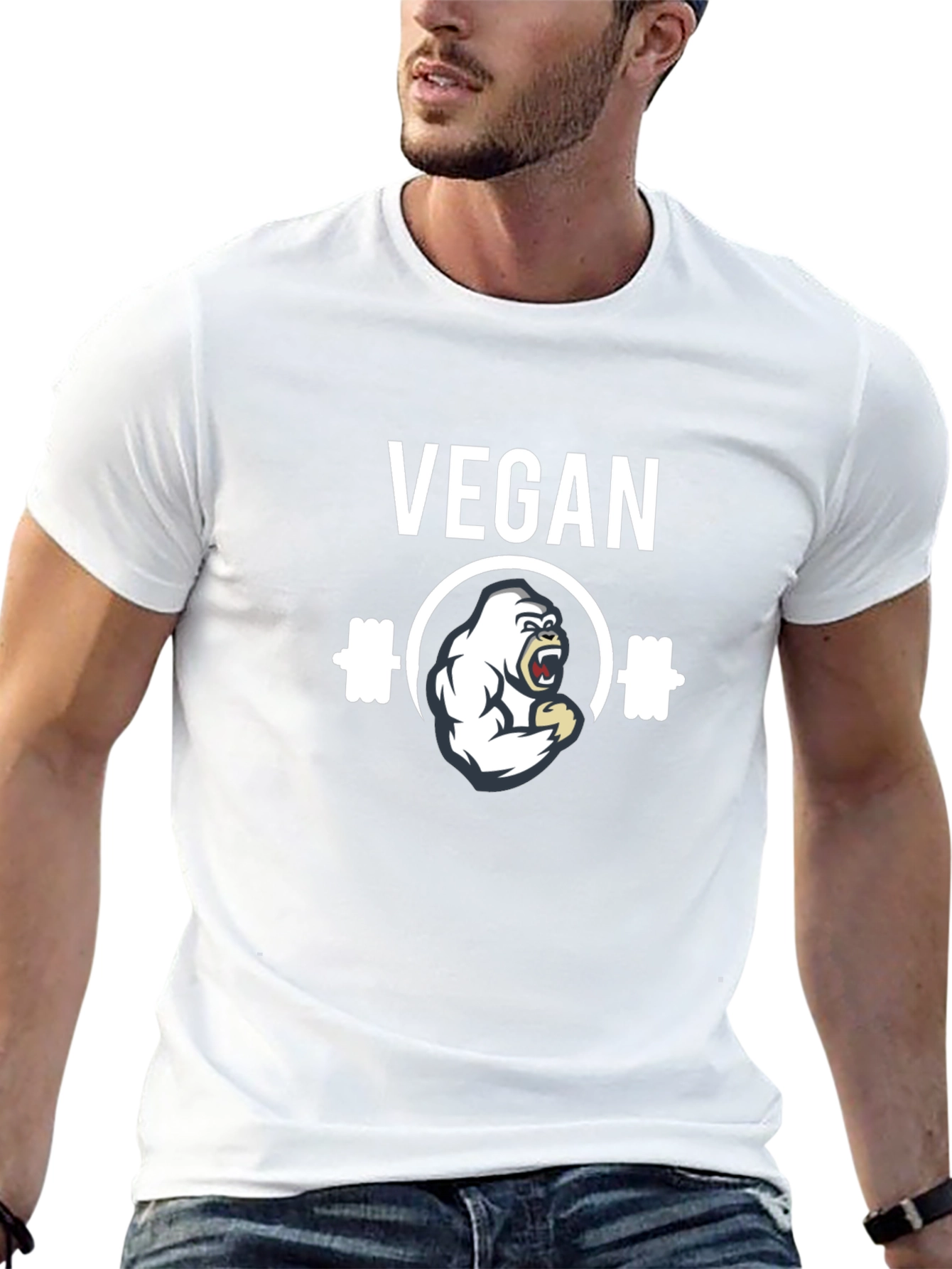 Vegan Gorilla Barbell Black T-Shirt