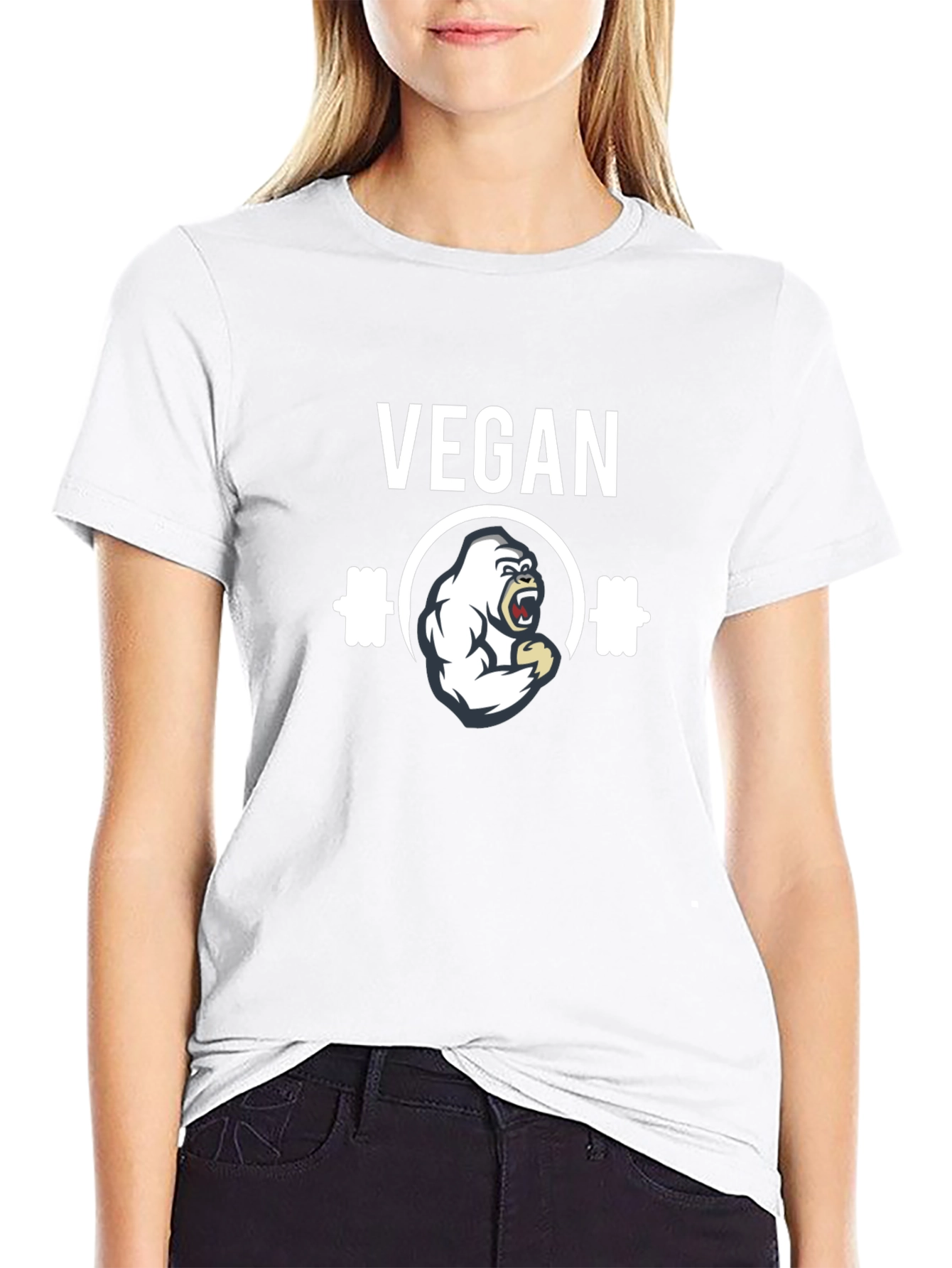 Vegan Gorilla Barbell Black T-Shirt