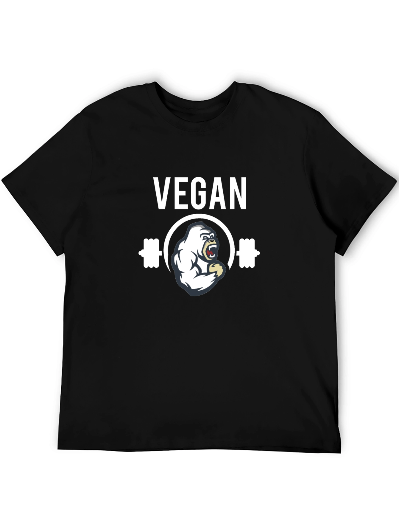 Vegan Gorilla Barbell Black T-Shirt