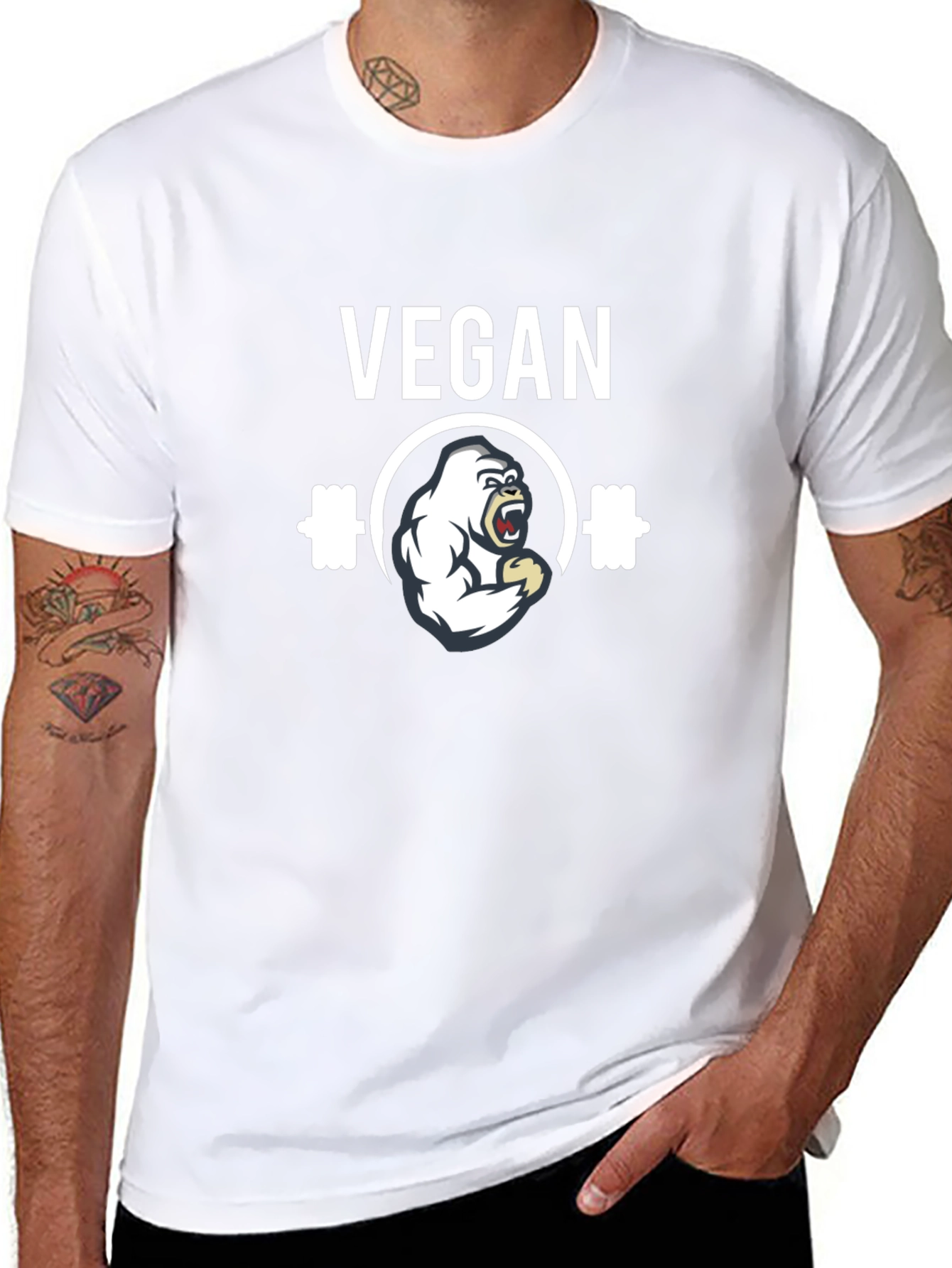 Vegan Gorilla Barbell Black T-Shirt