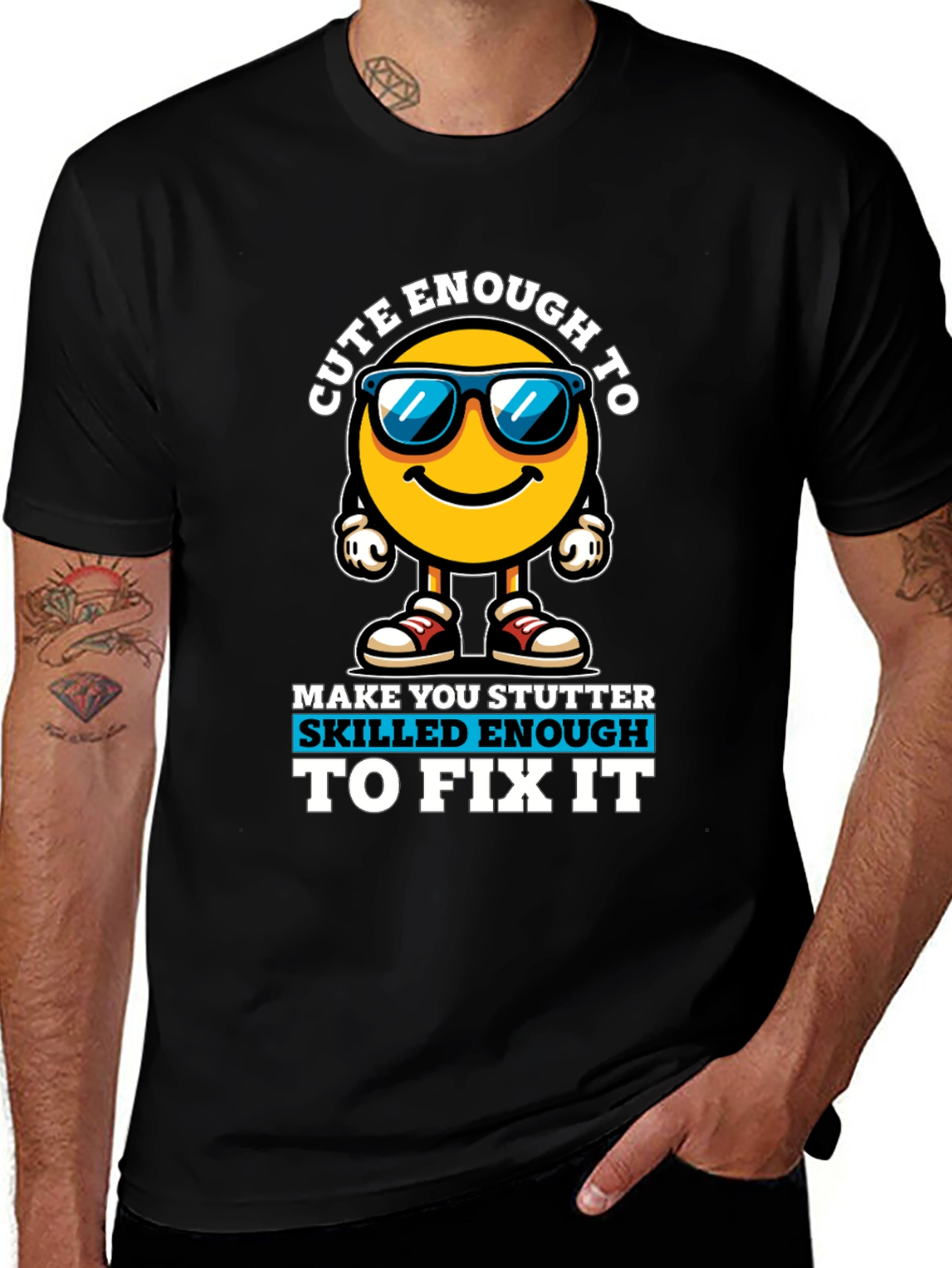 Cute Enough Skilled Enough Black Graphic Tee