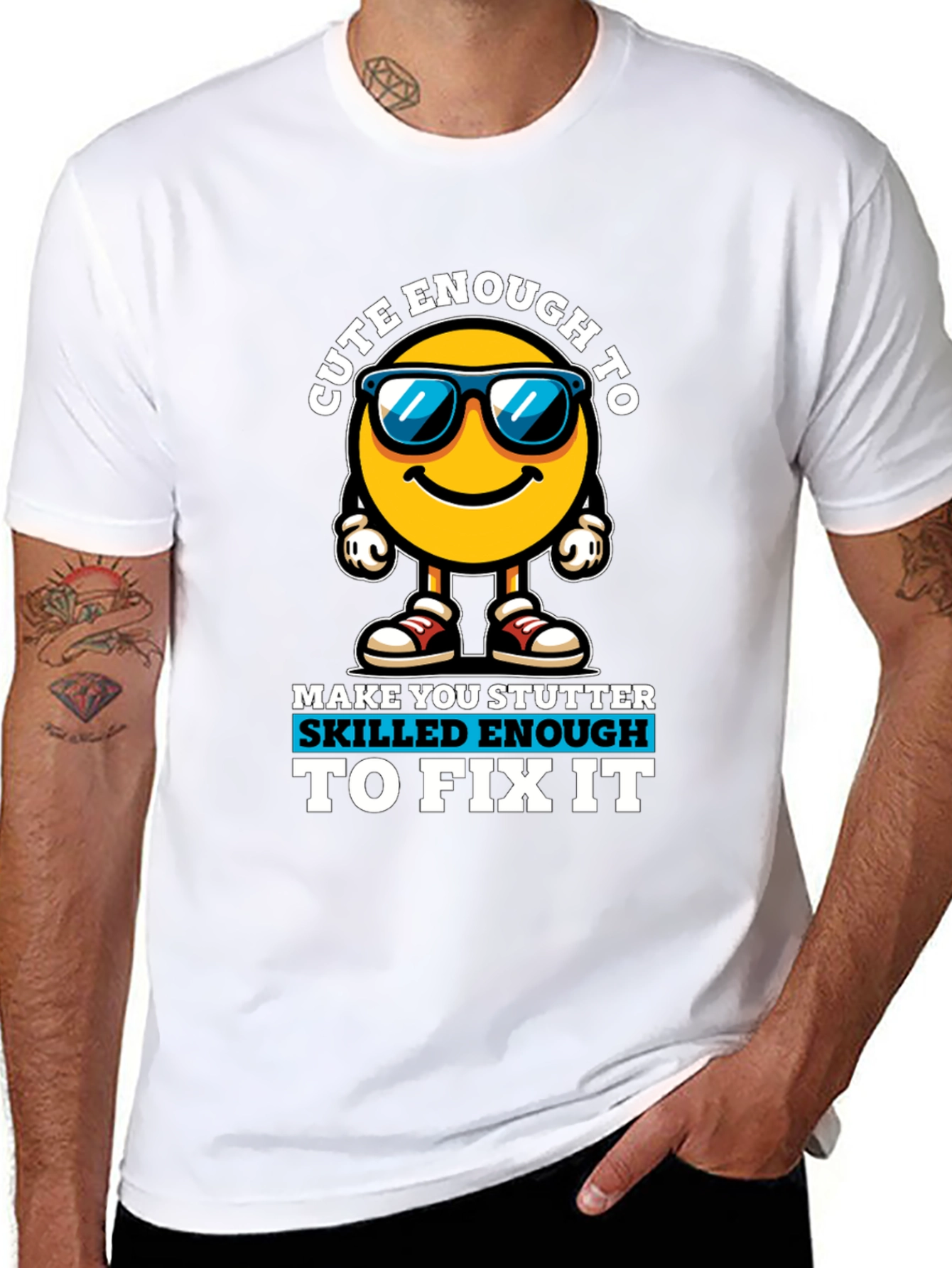Cute Enough Skilled Enough Black Graphic Tee