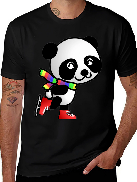 Panda Ice Skater Graphic Tee - Black