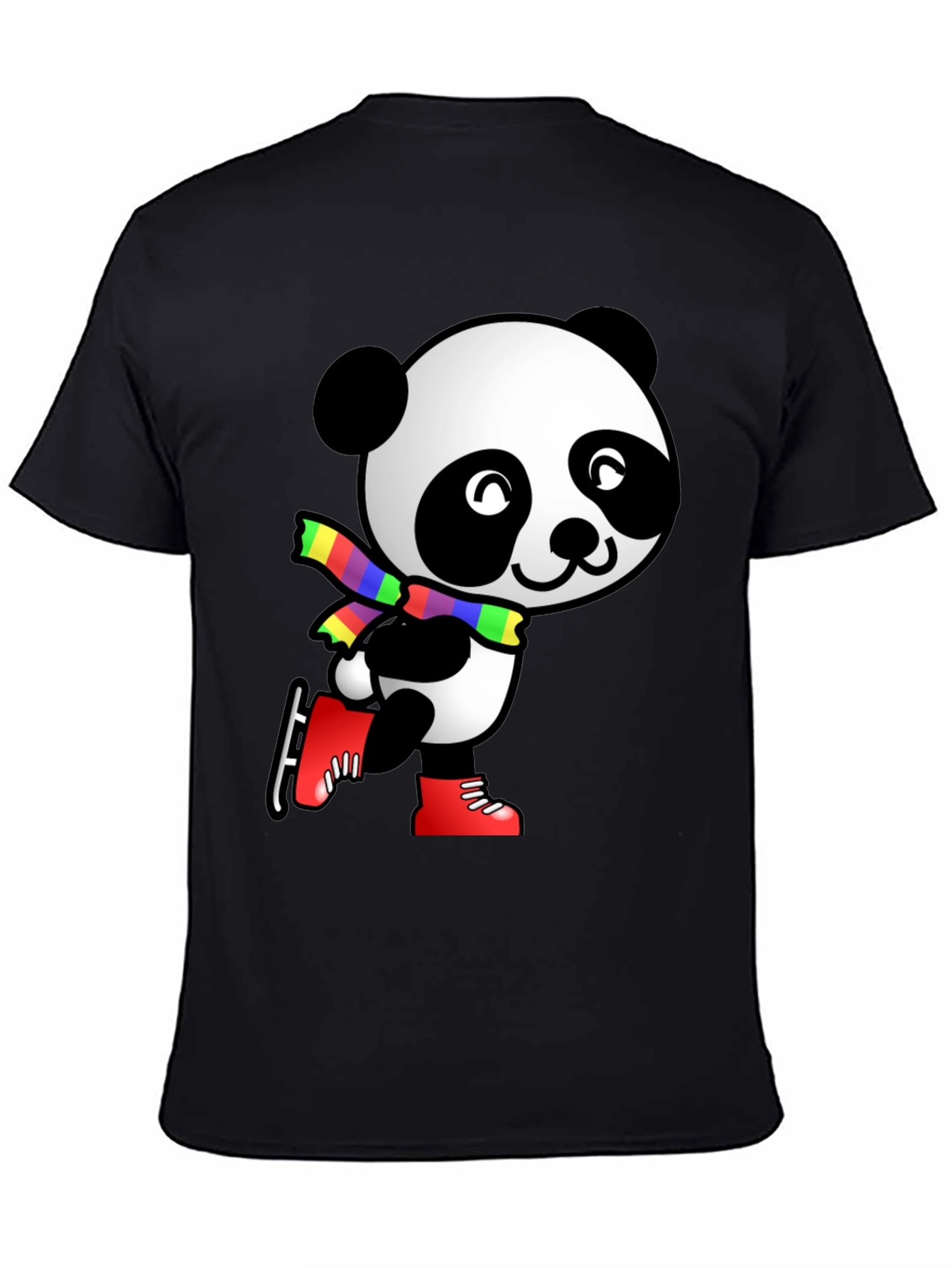 Panda Ice Skater Graphic Tee - Black